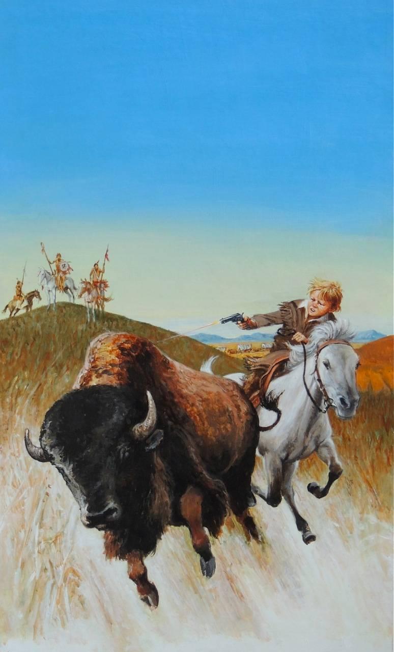 Buffalo Attack - Painting by Louis S. Glanzman