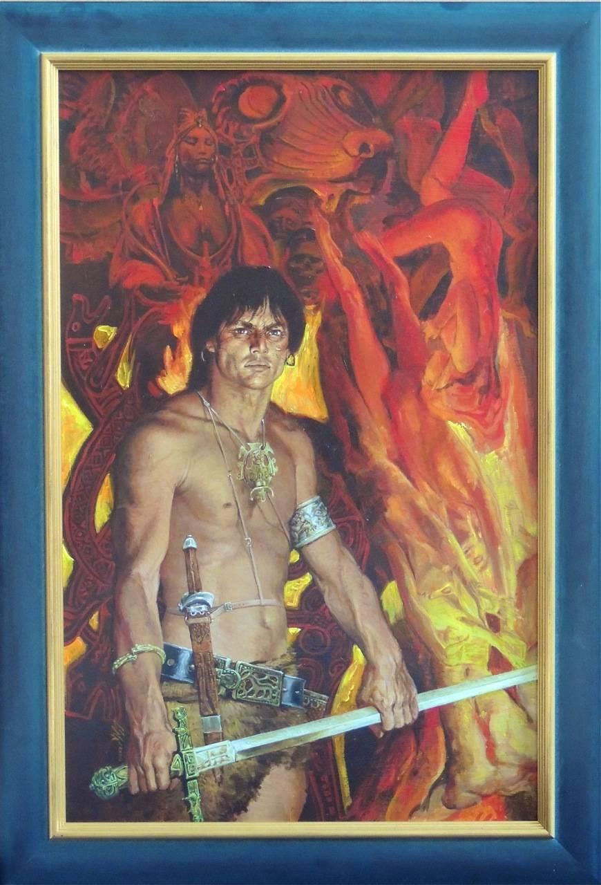 Man mit Schwert – Painting von Louis S. Glanzman