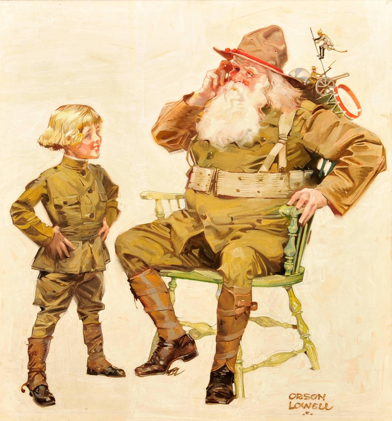 Soldier Santa - Painting by Orson Lowell