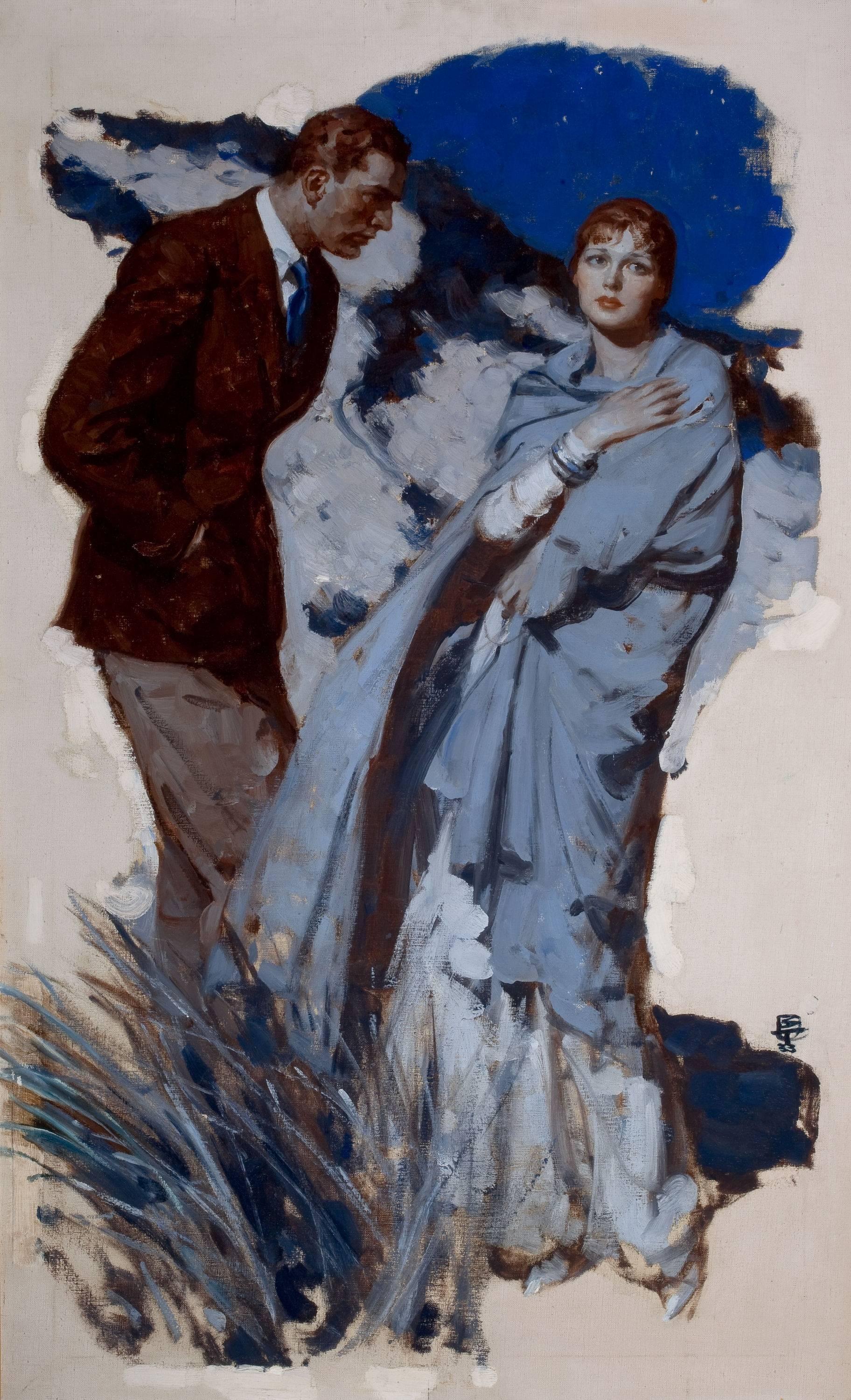 Couple Standing in Dunes - Painting by Saul Tepper