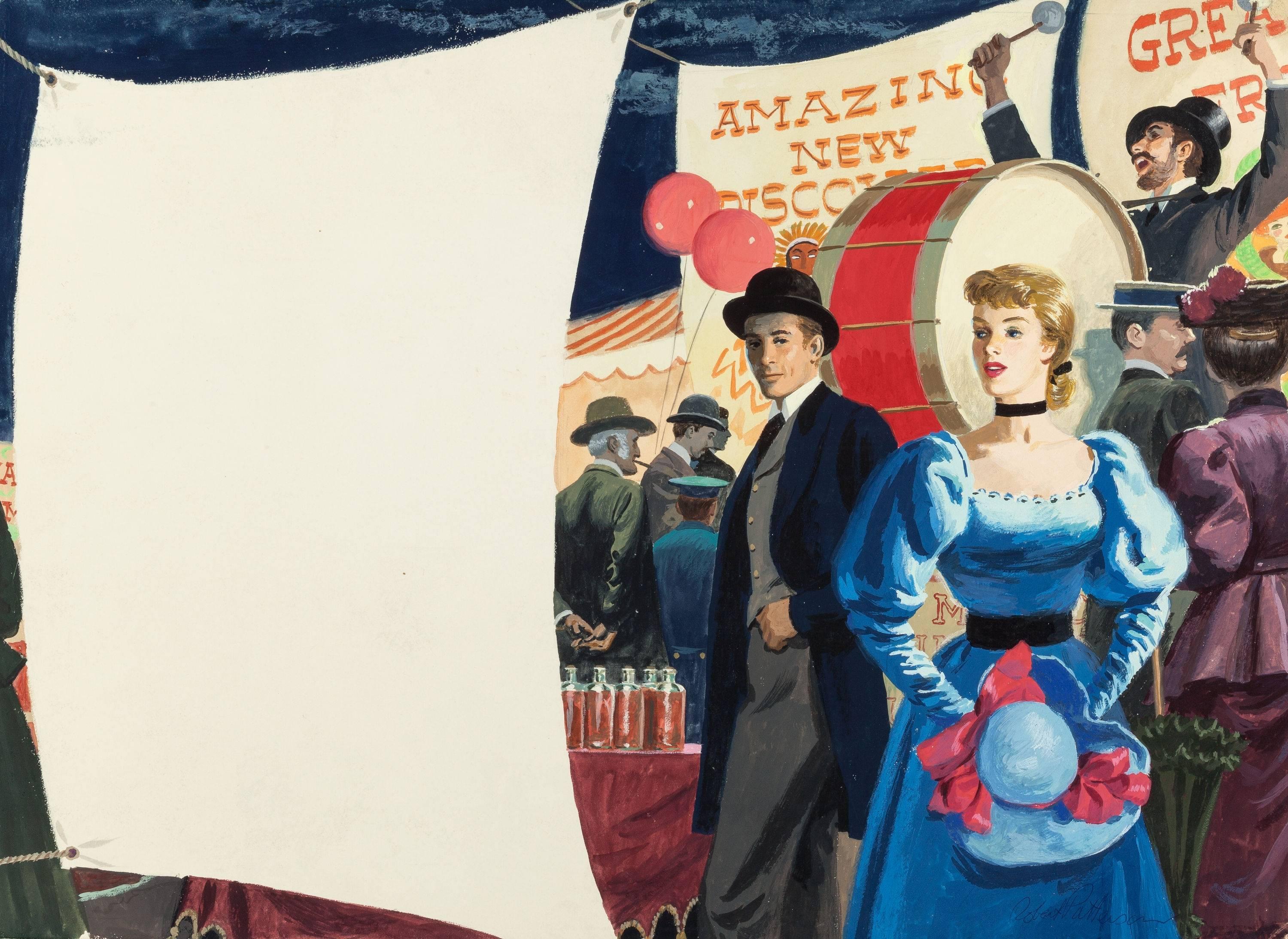 At the Fair, Magazine Story Illustration - Painting by Robert Patterson