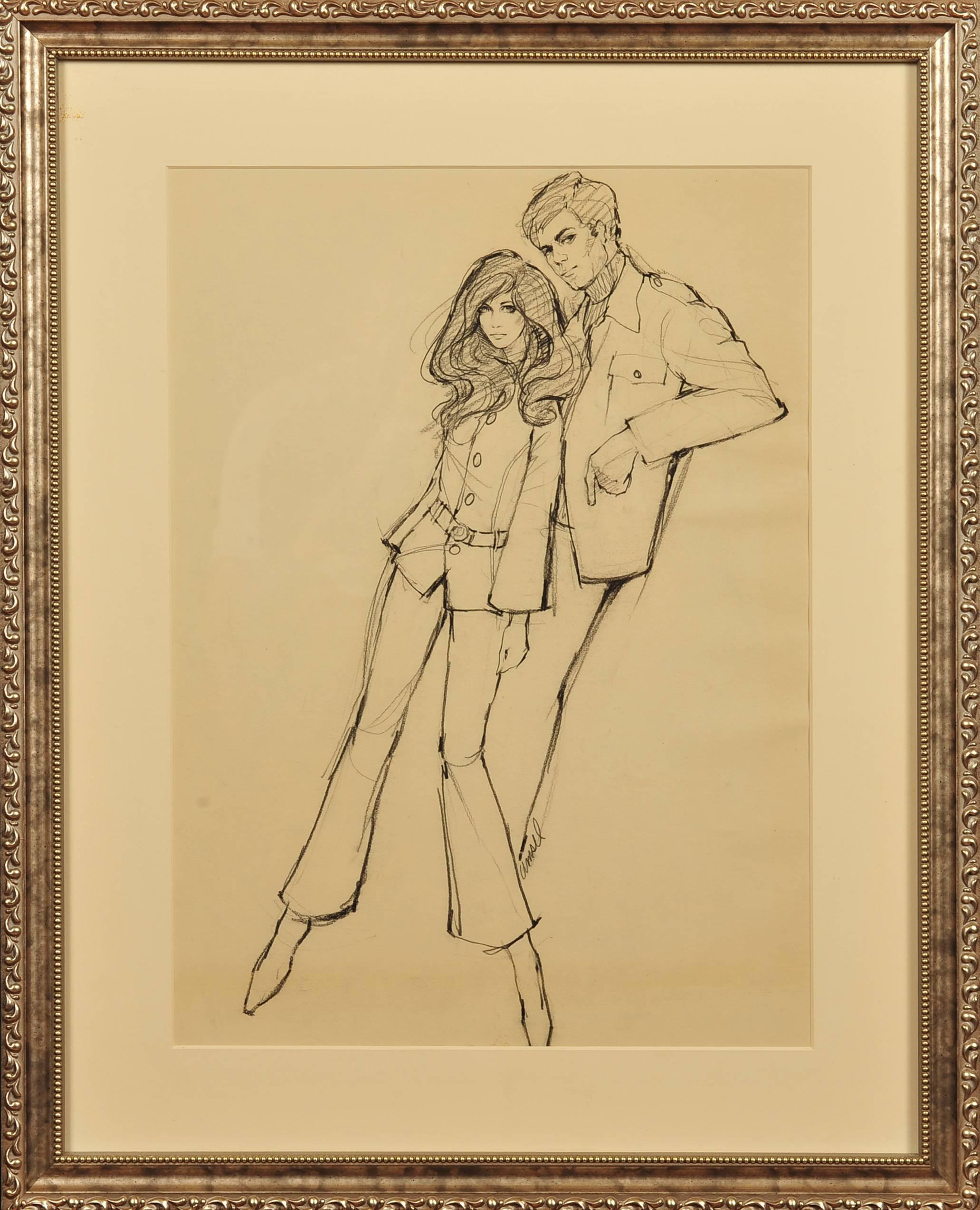Fashion Couple - Painting by Richard Amsel