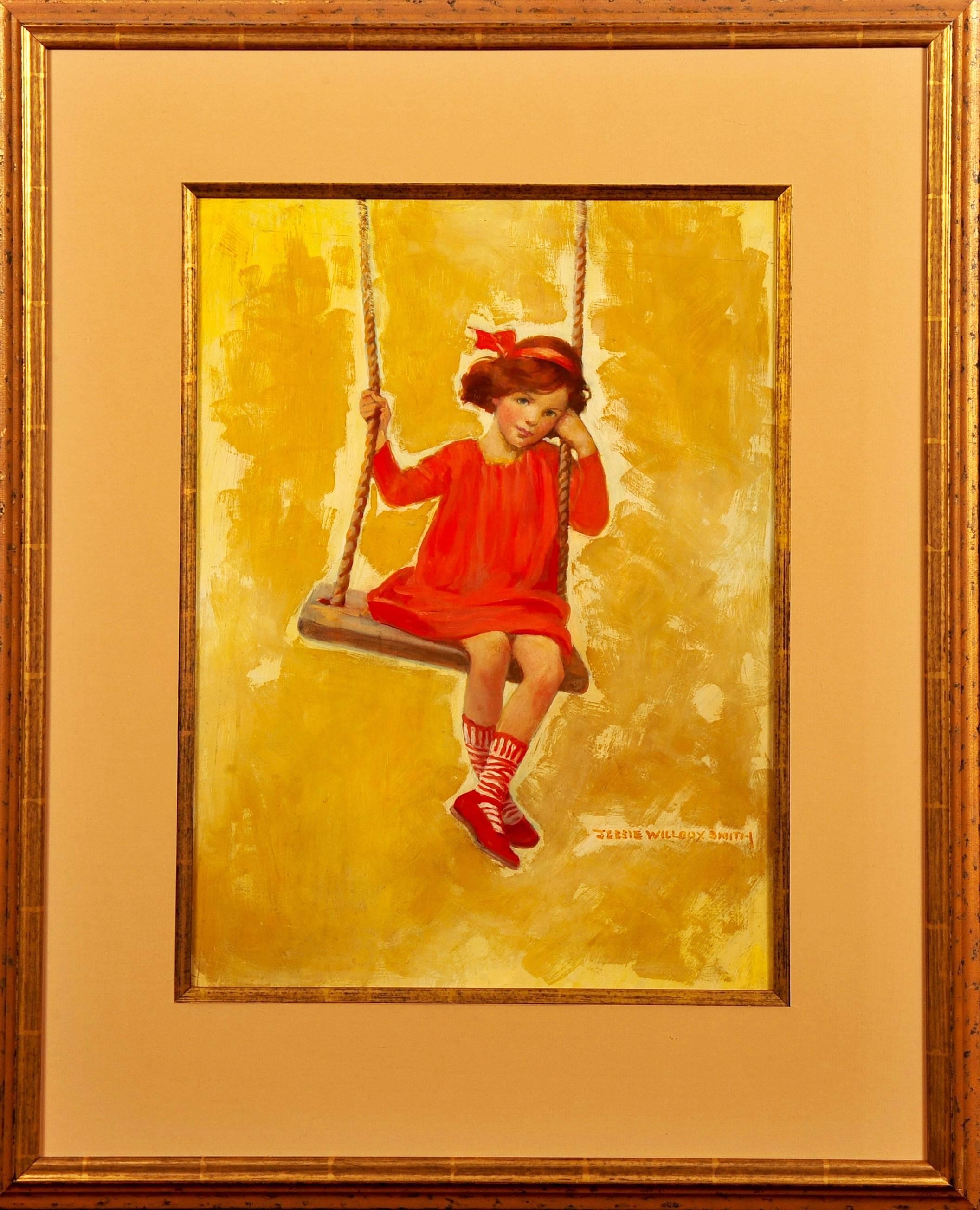 Good Housekeeping Magazine Cover – Girl on Swing (Sonstige Kunststile), Painting, von Jessie Willcox Smith
