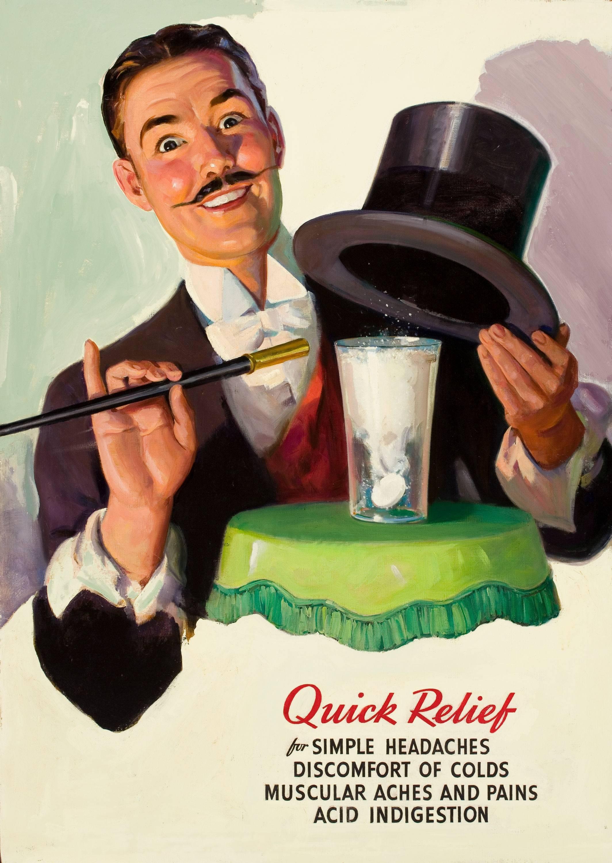 Alka-Seltzer Quick Relief Advertisement Illustration - Painting by Russell Sambrook