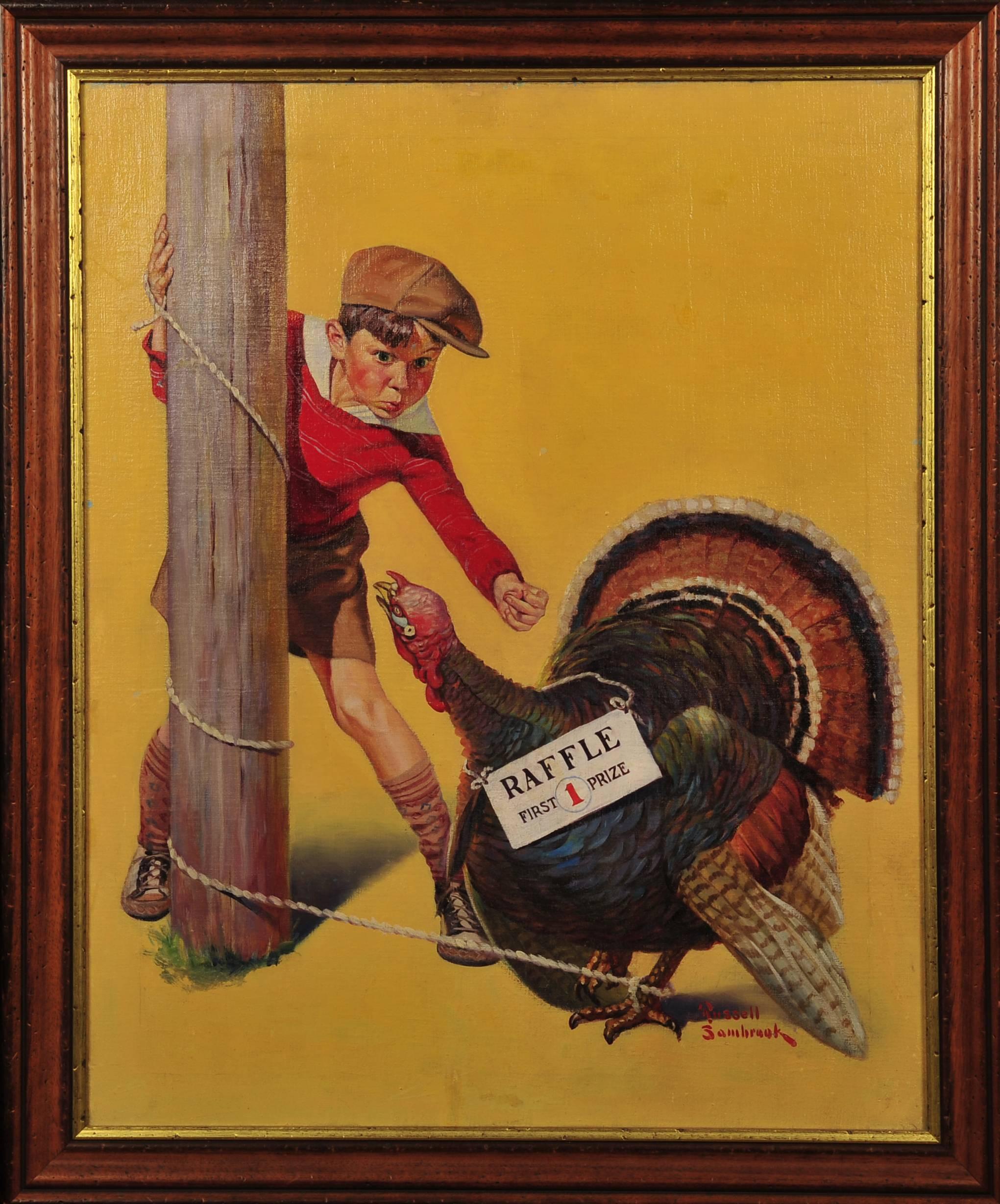 art naif catching the thanksgiving turkey