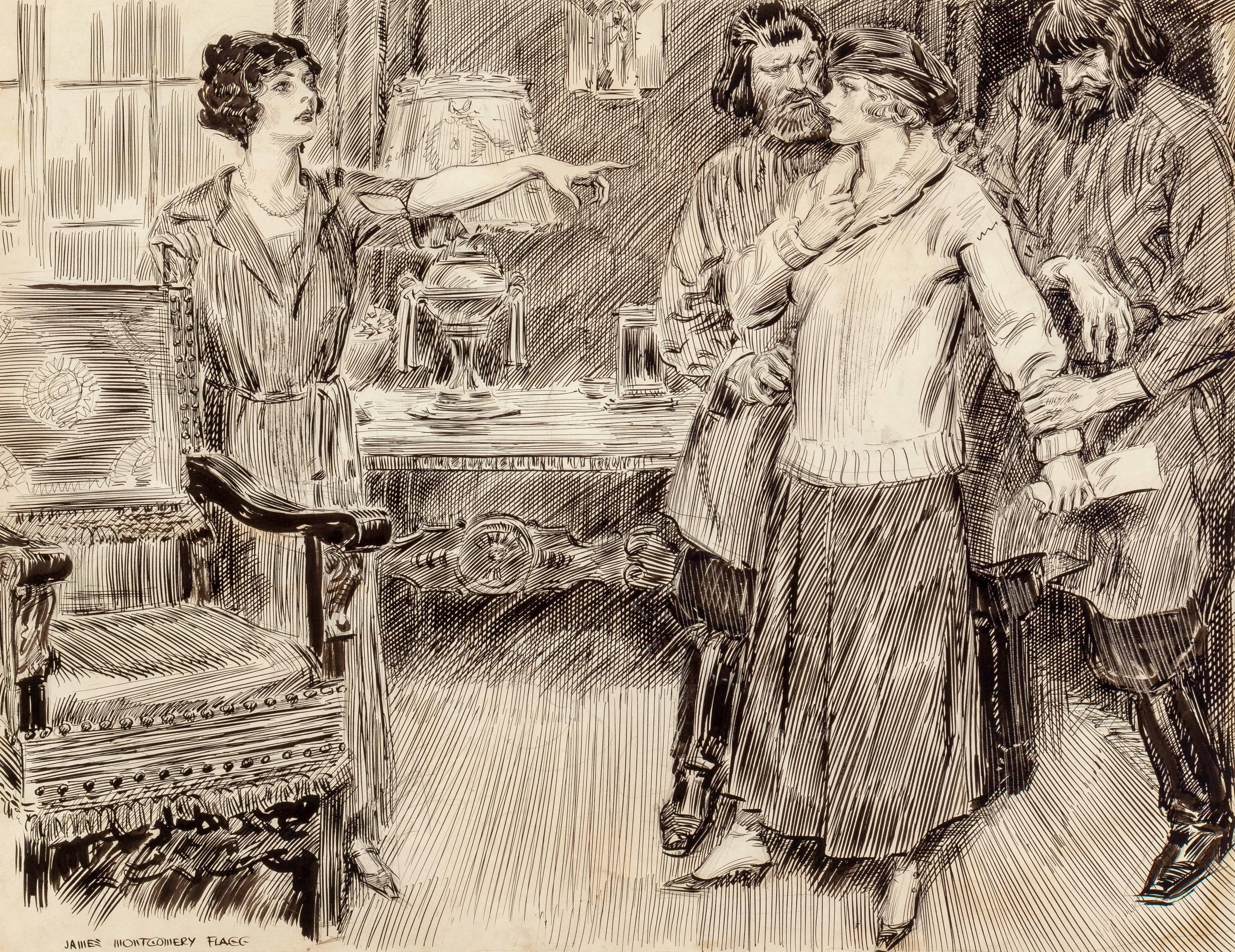 The Big Accusation - Painting by James Montgomery Flagg