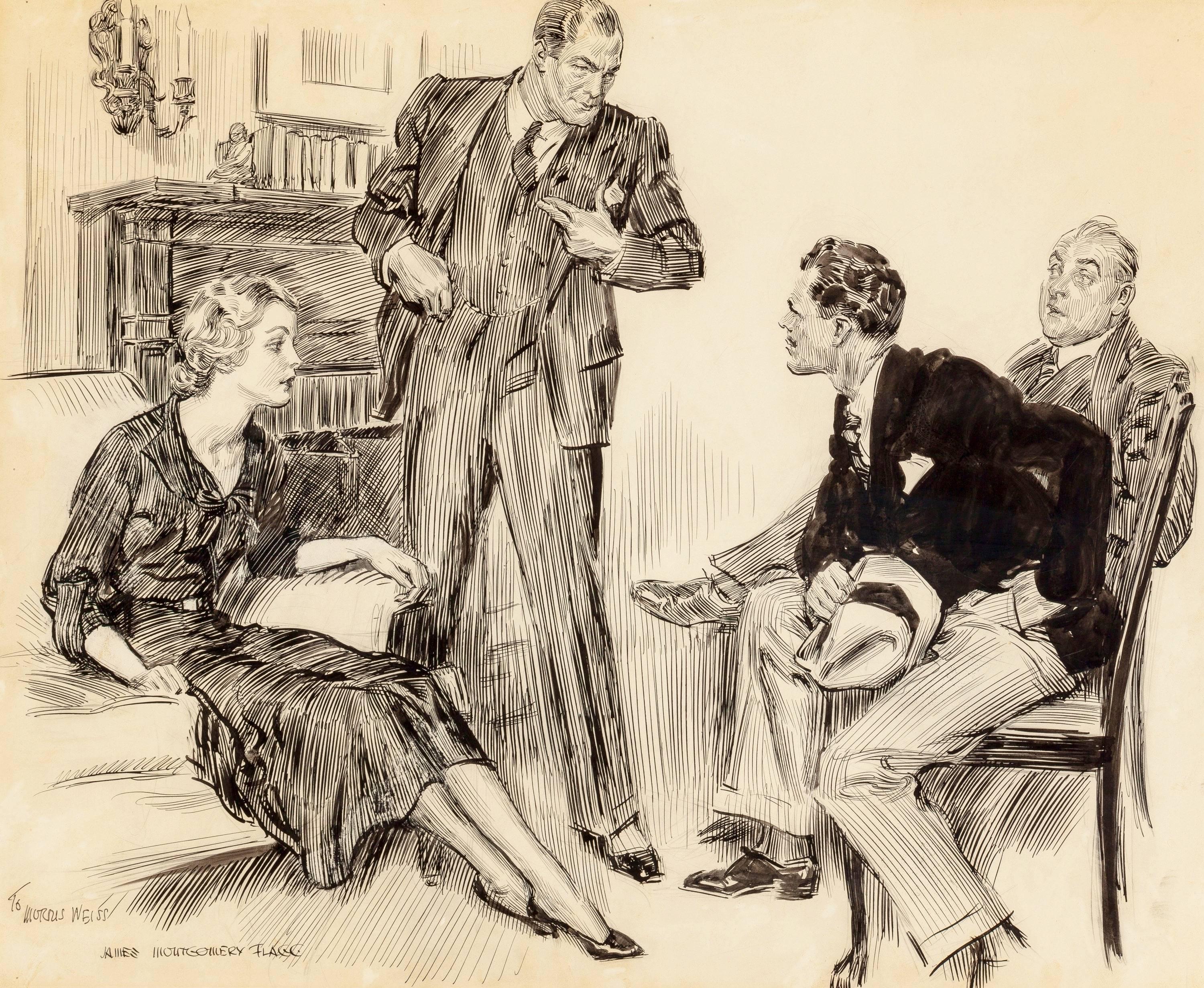The Discussion  - Painting by James Montgomery Flagg