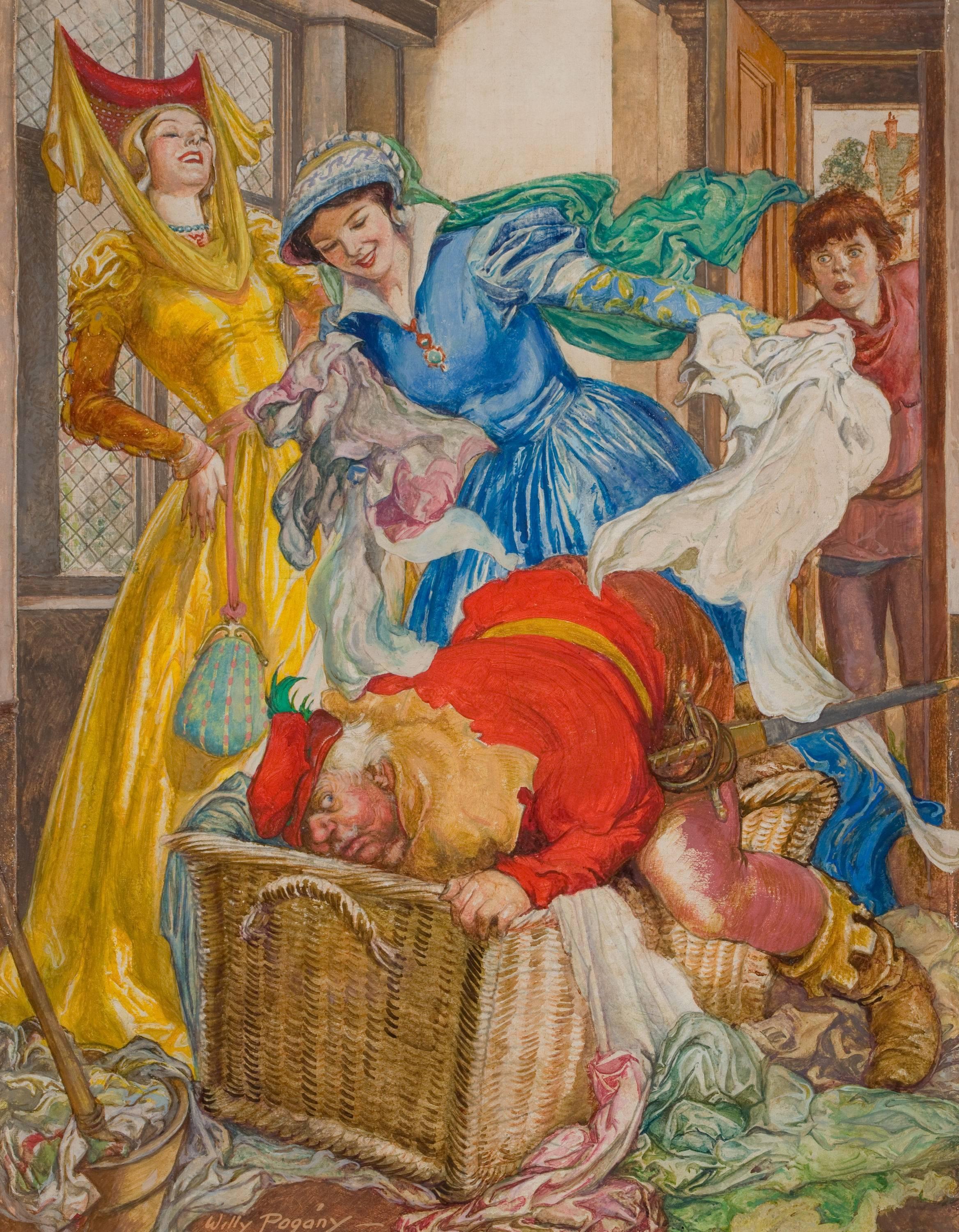 The Merry Wives of Windsor, Cover for The American Weekly - Painting by Willy Pogany