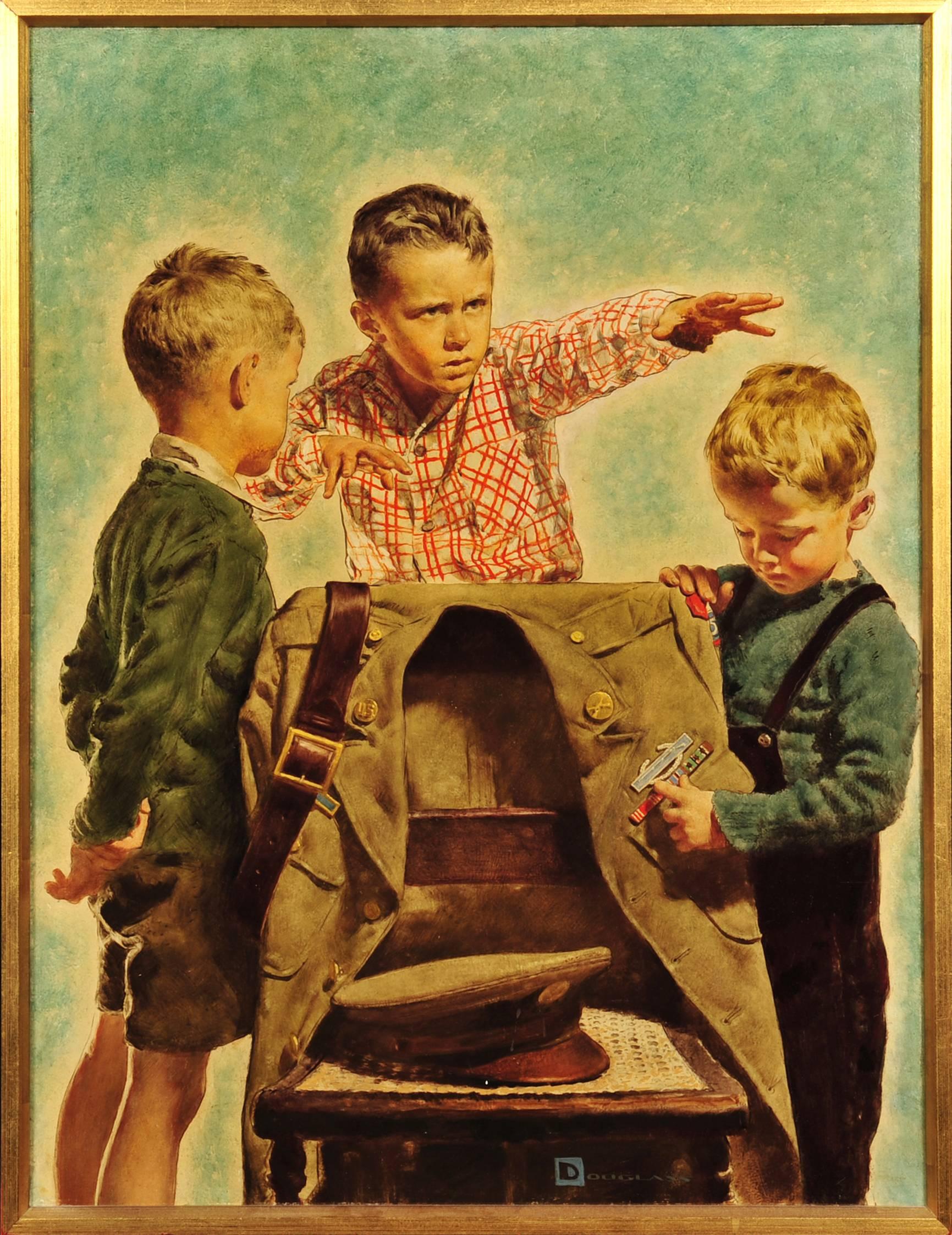 Tres chicos, portada de la revista Woman's Day - Painting de Spencer Douglass Crockwell