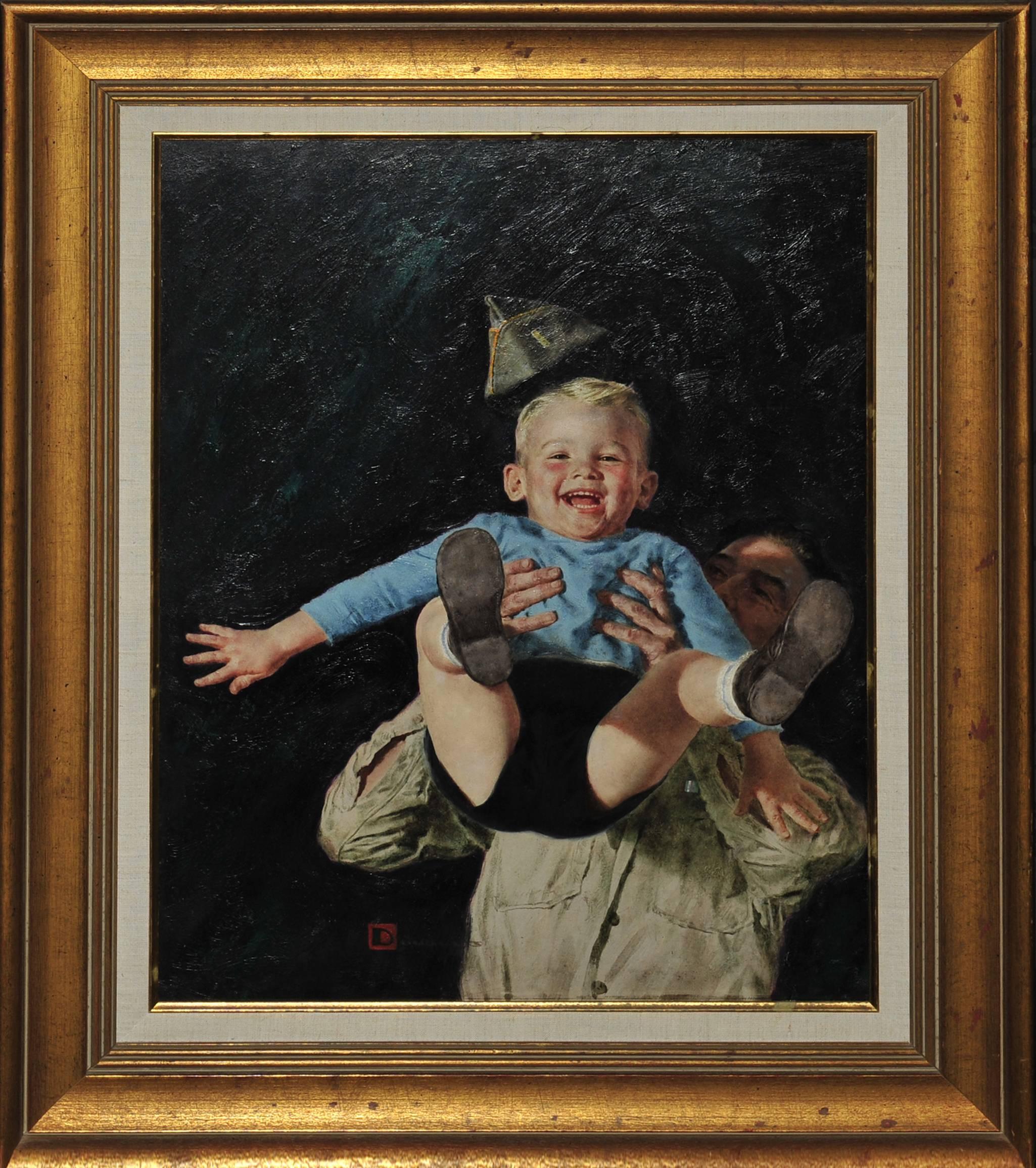 Padre e hijo, portada de la revista Women's Day, enero de 1945 - Painting de Spencer Douglass Crockwell