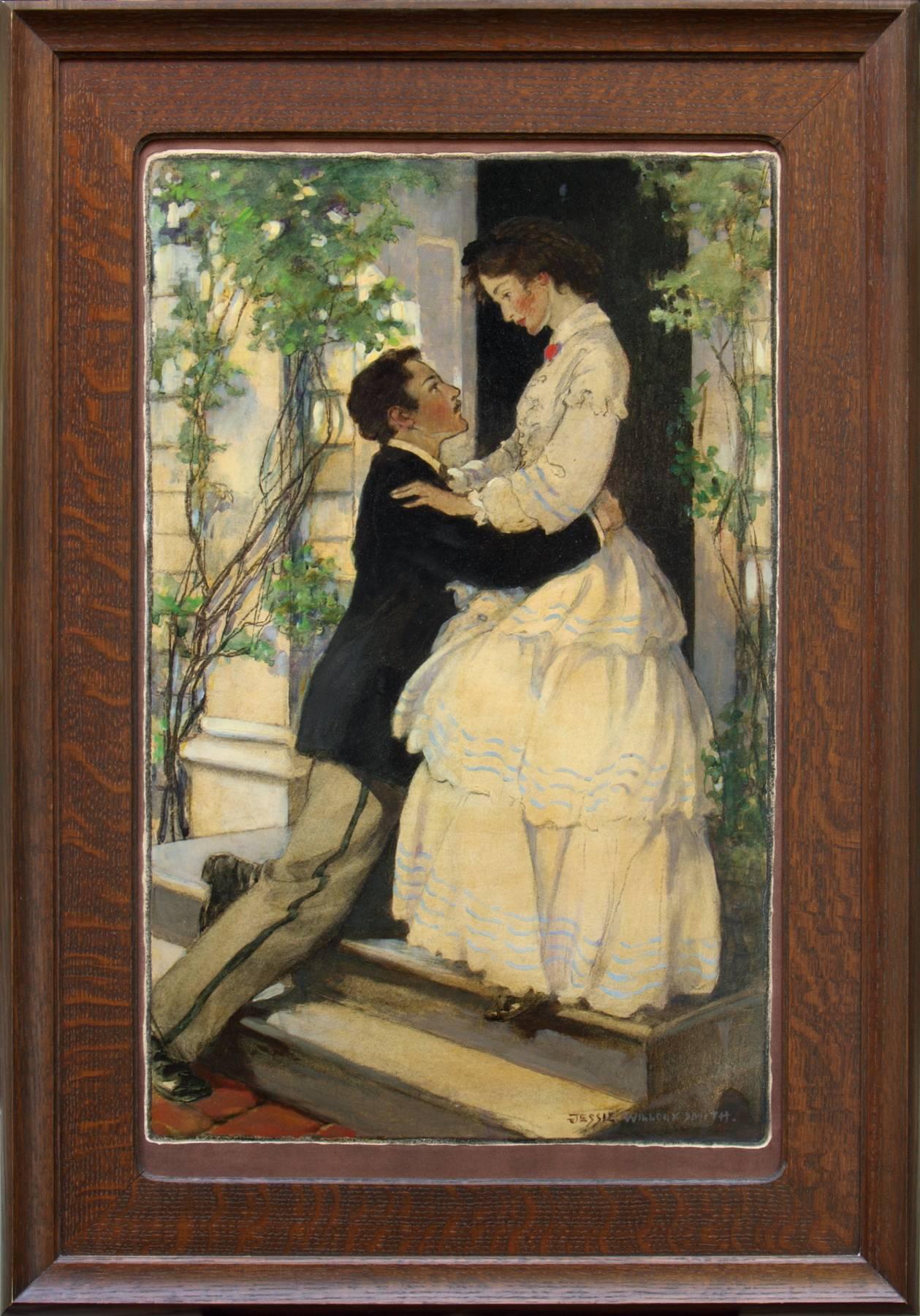 Jessie Willcox Smith Portrait - Man Kneeling to Woman in Flounced Dress
