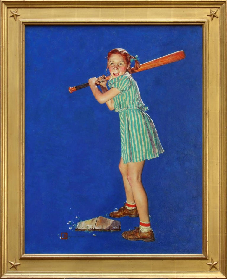Up at Bat, The Saturday Evening Post Cover, August 10, 1940 - Painting by Spencer Douglass Crockwell