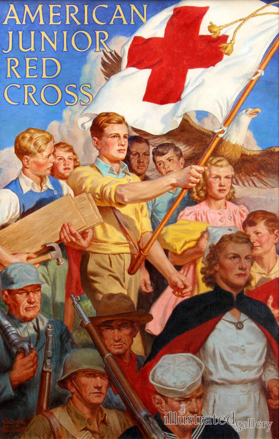 Figurative Painting di Walter Beach Humphrey - Red Cross americana, illustrazione di un poster
