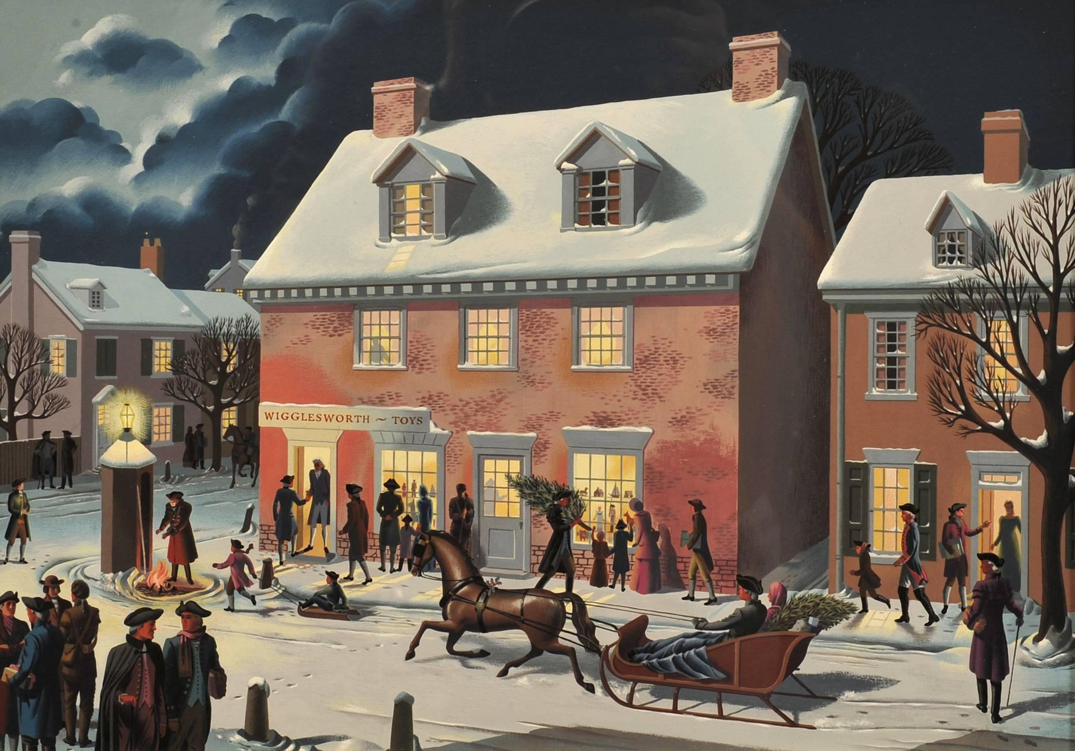Landscape Painting di Simon Greco - "Negozio di giocattoli Wigglesworth" - Pubblicità del whisky di Philadelphia