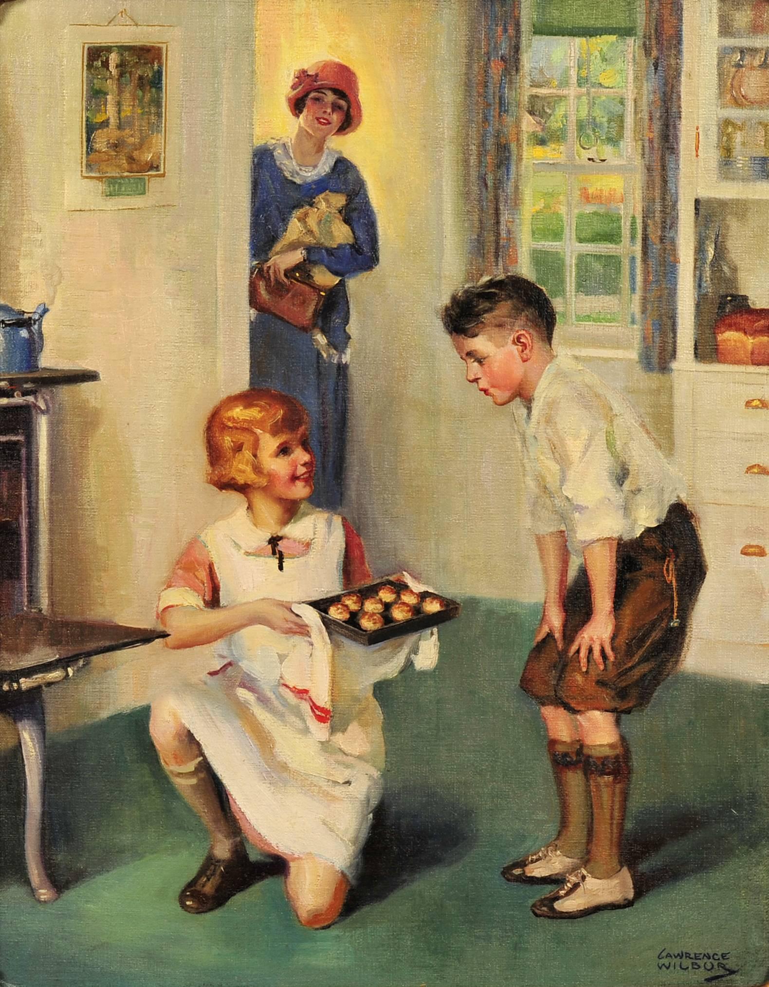 Interior Painting di Lawrence Wilbur - Ragazza che prepara i biscotti