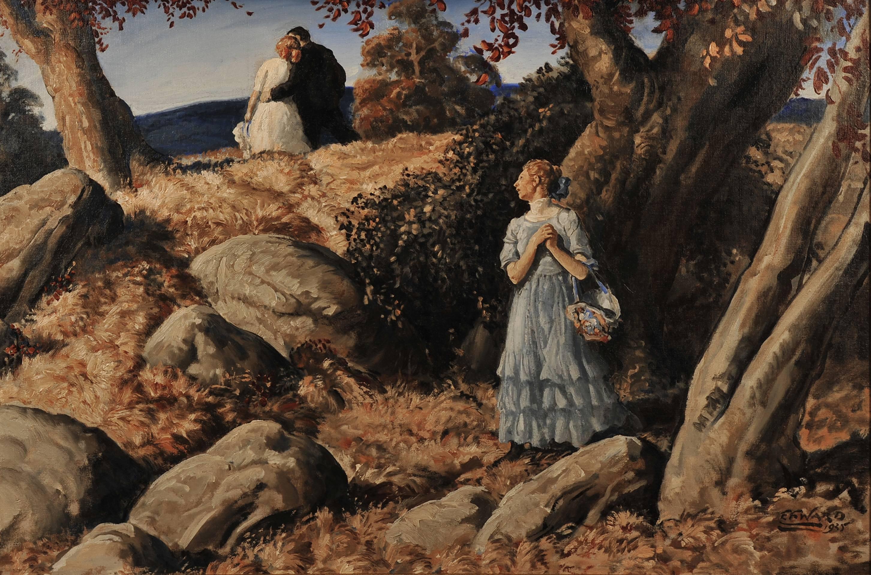 Edmund Ward Landscape Painting – Original-Illustration einer Zeitungsgeschichte