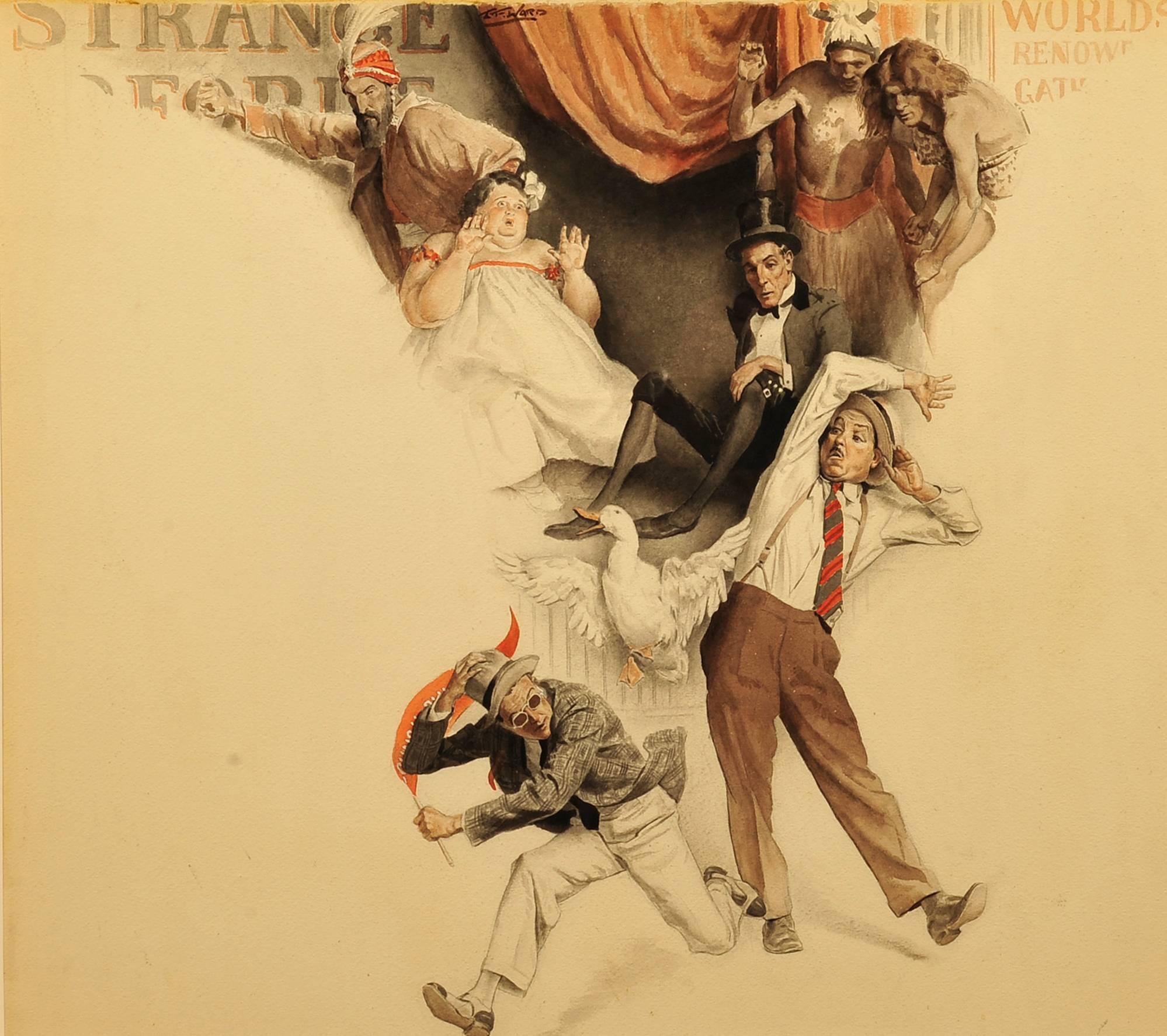 Edmund Ward Figurative Painting - The Circus Freak Show