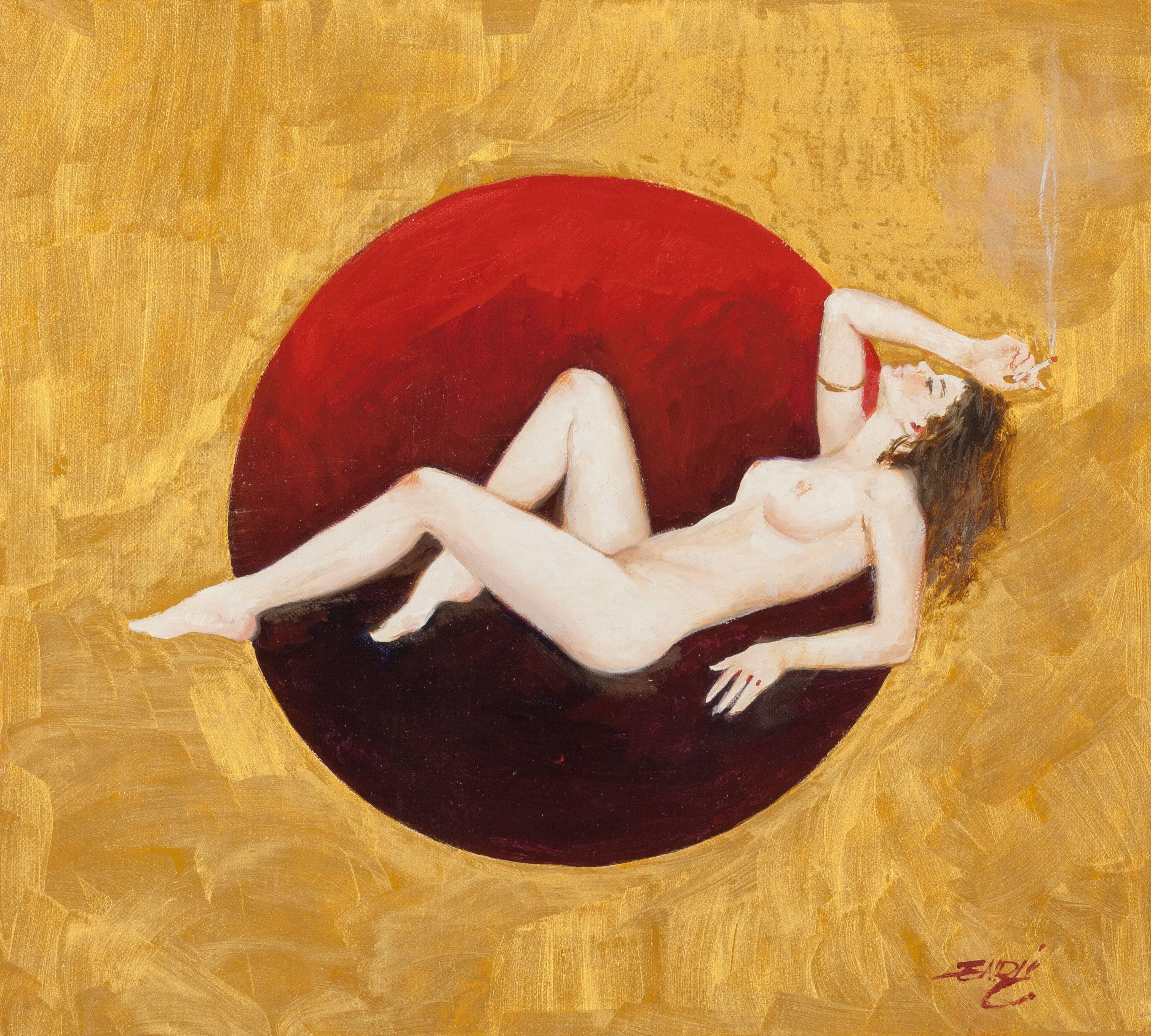 Enrich Torres Portrait Painting - Nude Smoking