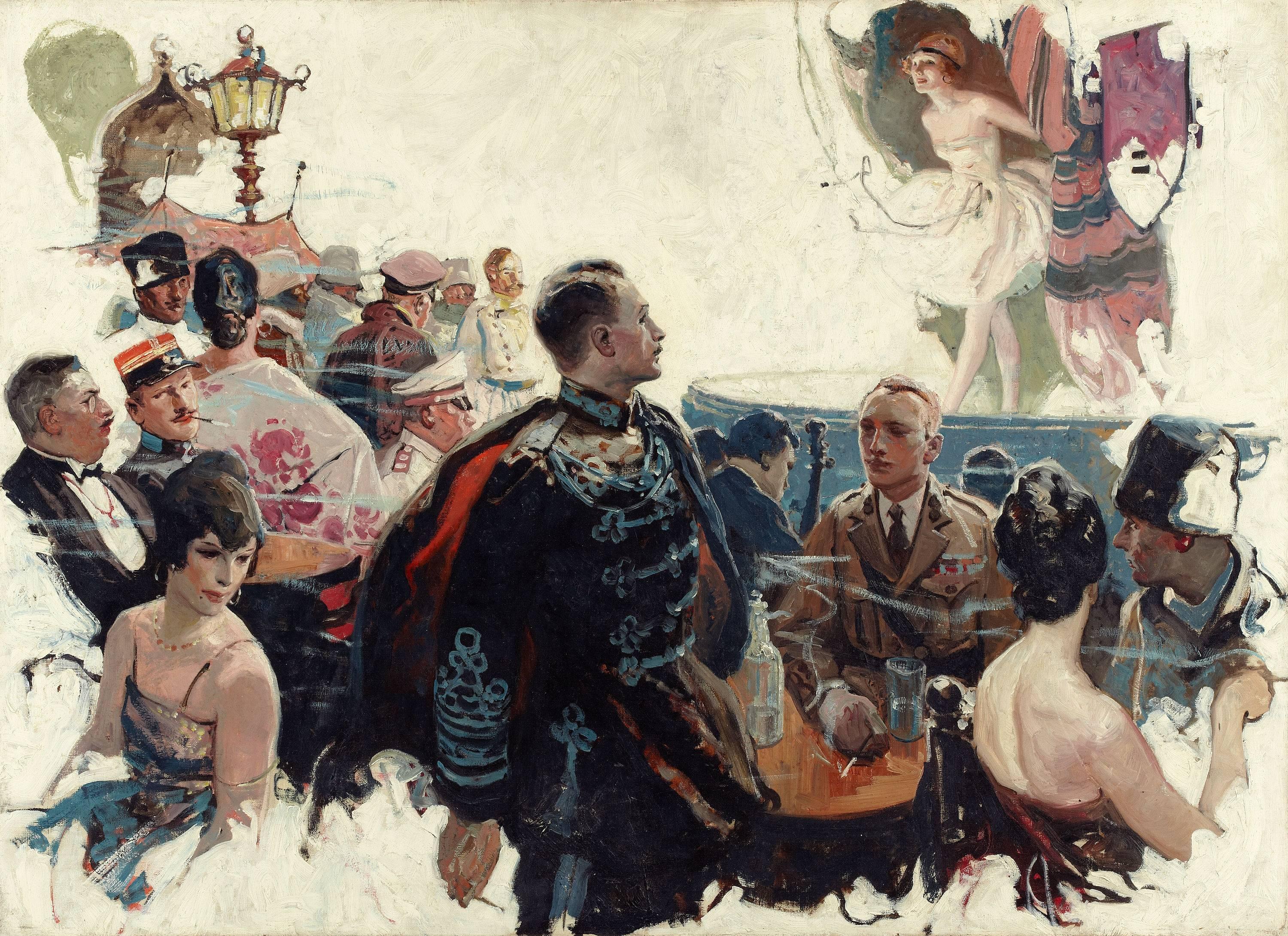 Herbert Morton Stoops Figurative Painting - At the Performance, Harper's Bazaar Illustration