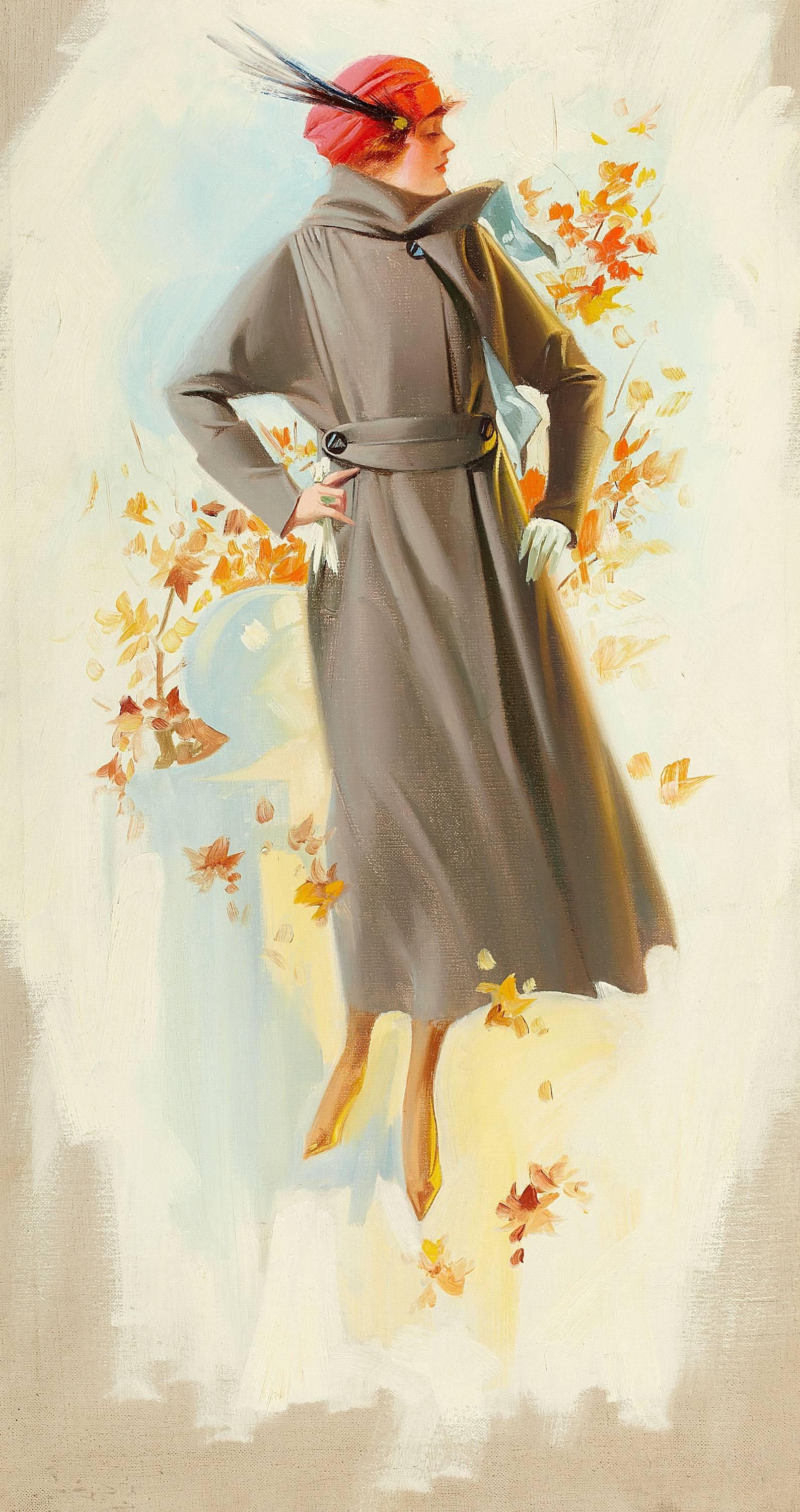 Unknown Figurative Painting - Fall Fashion Illustration