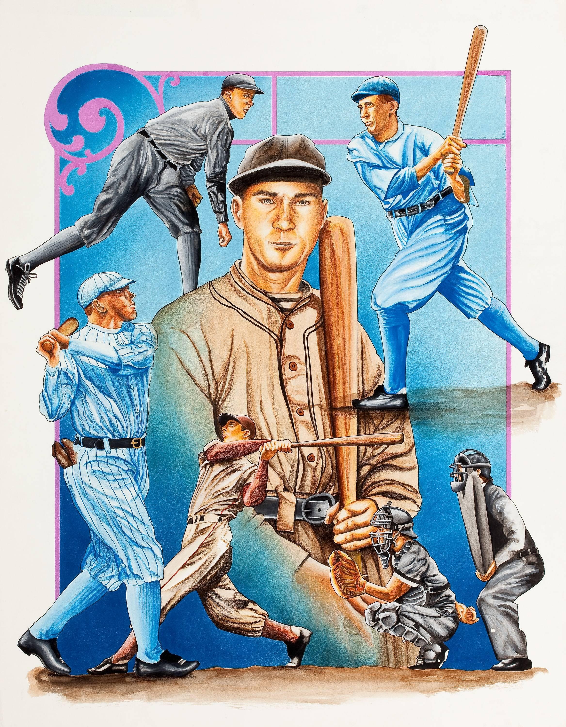 Gruppo di quattro: Illustrazioni a tema baseball