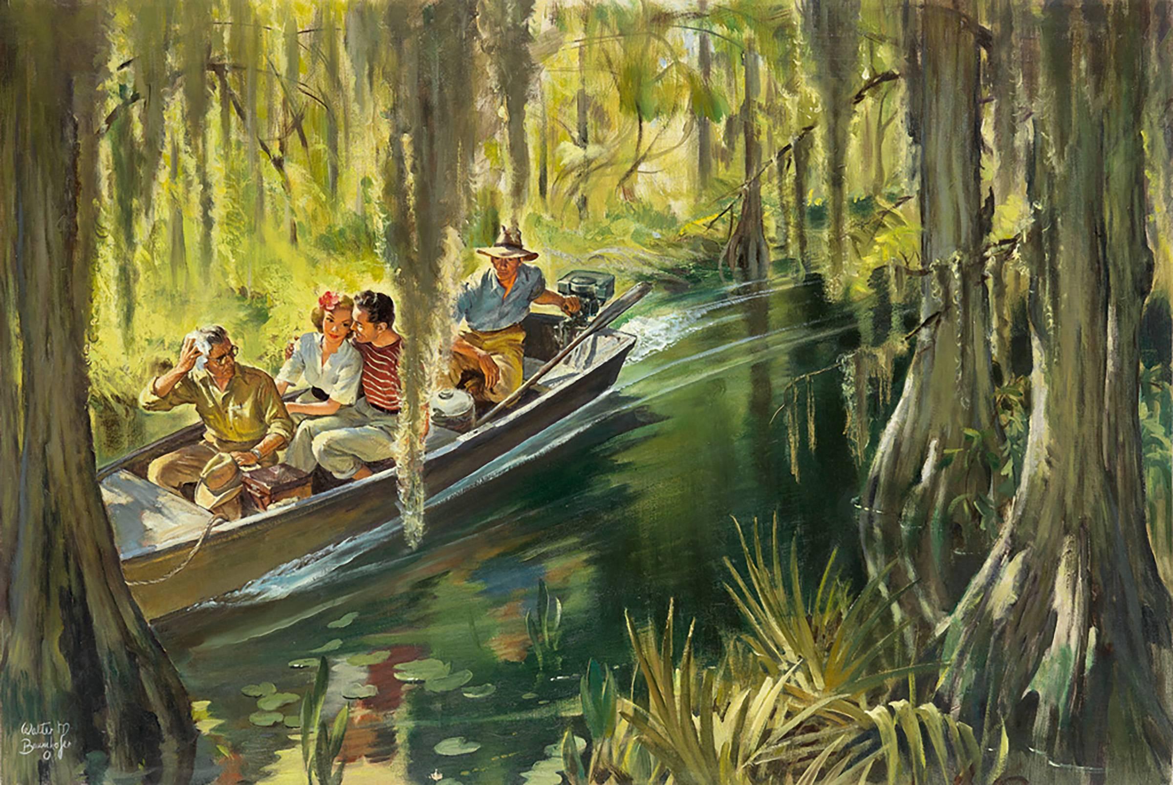 Walter Martin Baumhofer Figurative Painting - 'Swamp Test' American Magazine