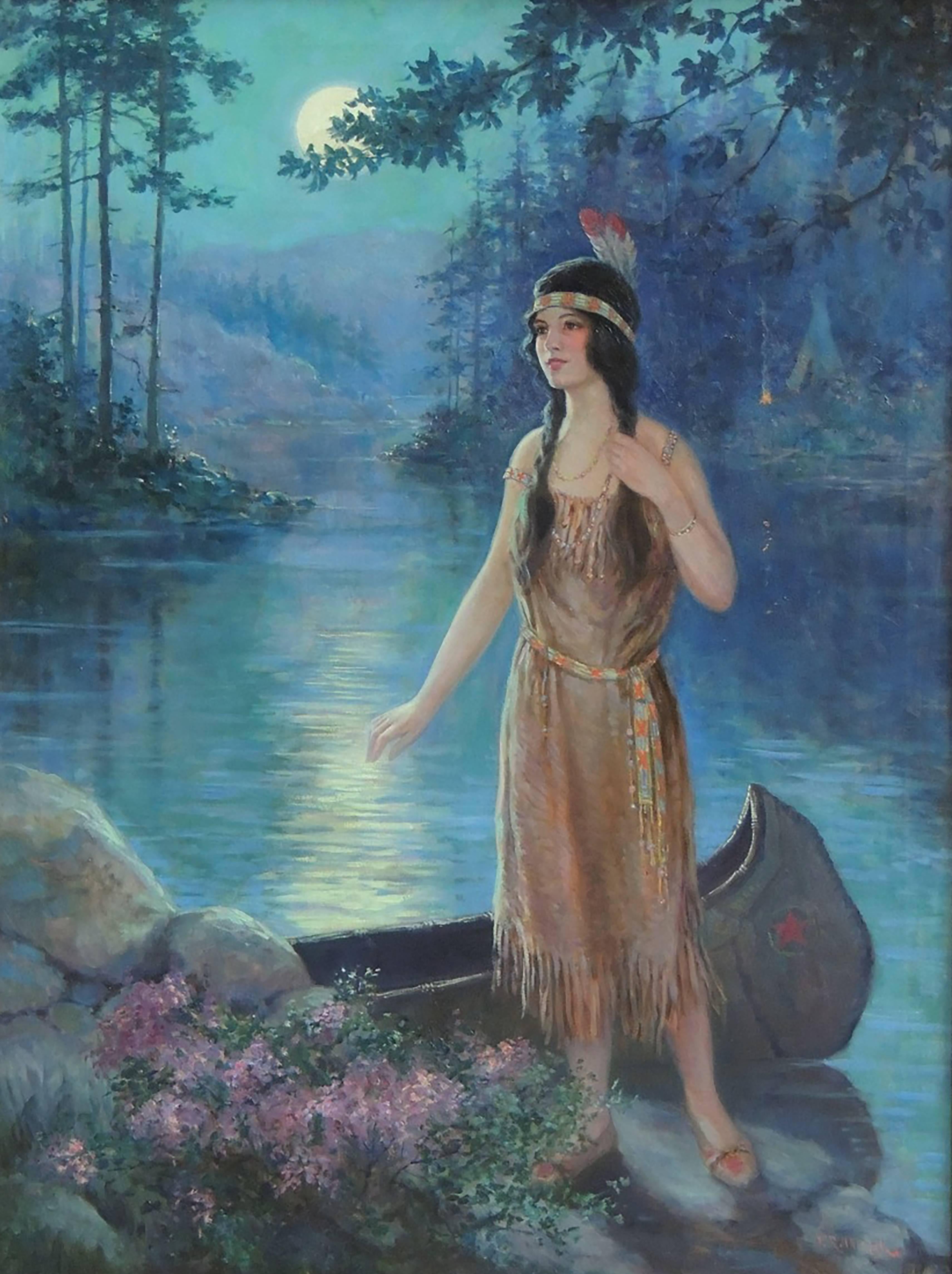 F.R. Harper Figurative Painting - Indian Maiden