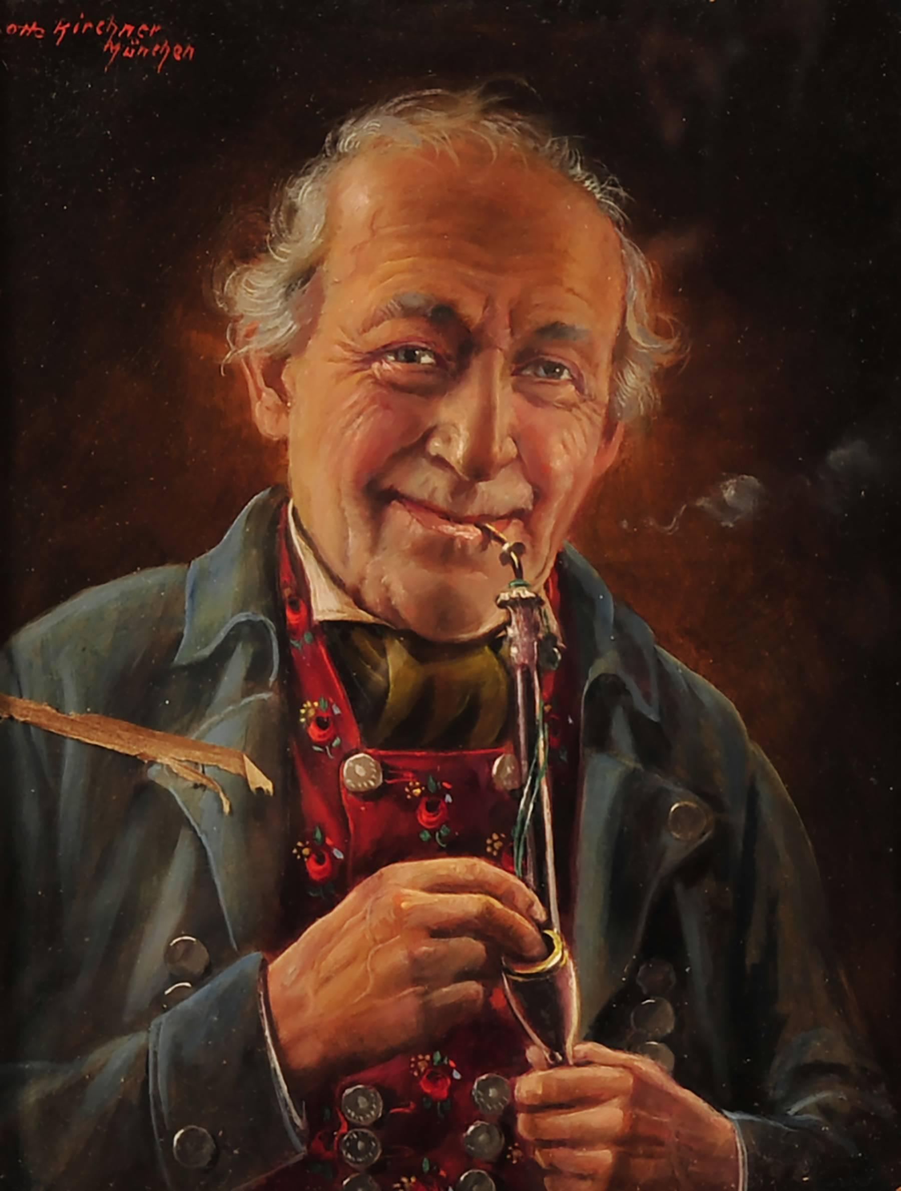 Otto Kirchner Portrait Painting - Smoking Pipe