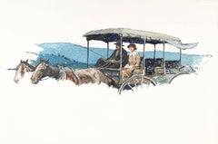 Antique Couple in a Horse-Drawn Carriage