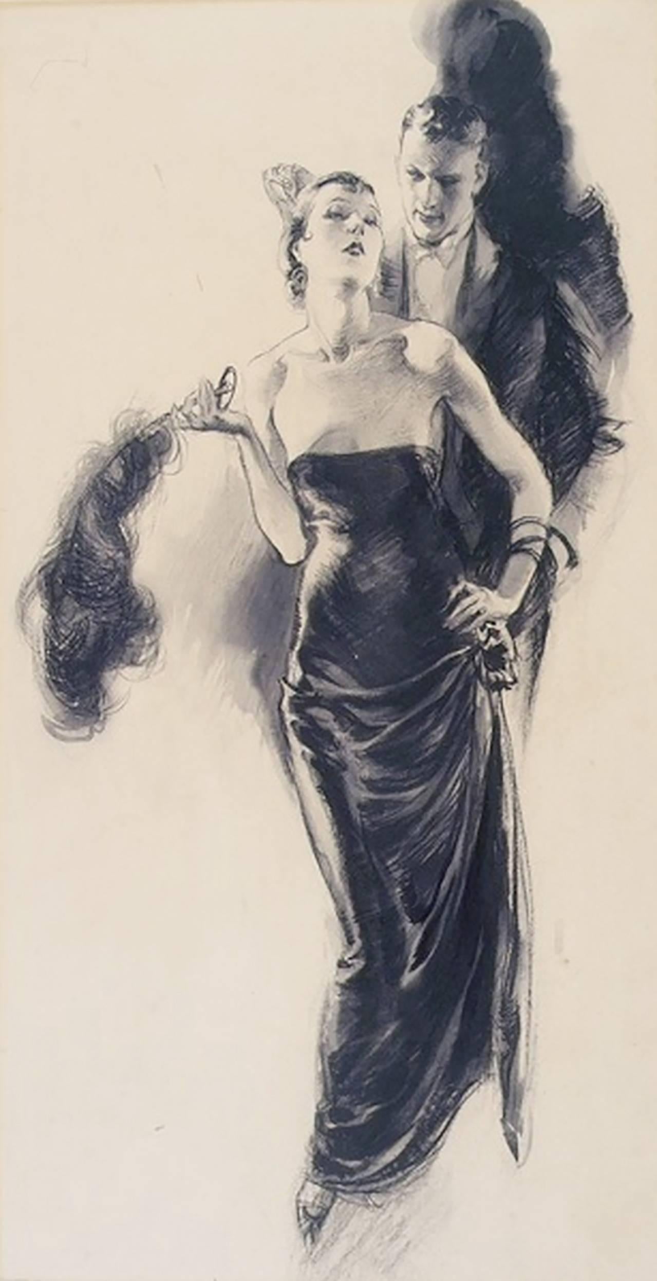 John Lagatta Figurative Painting - Elegant Woman with Fan