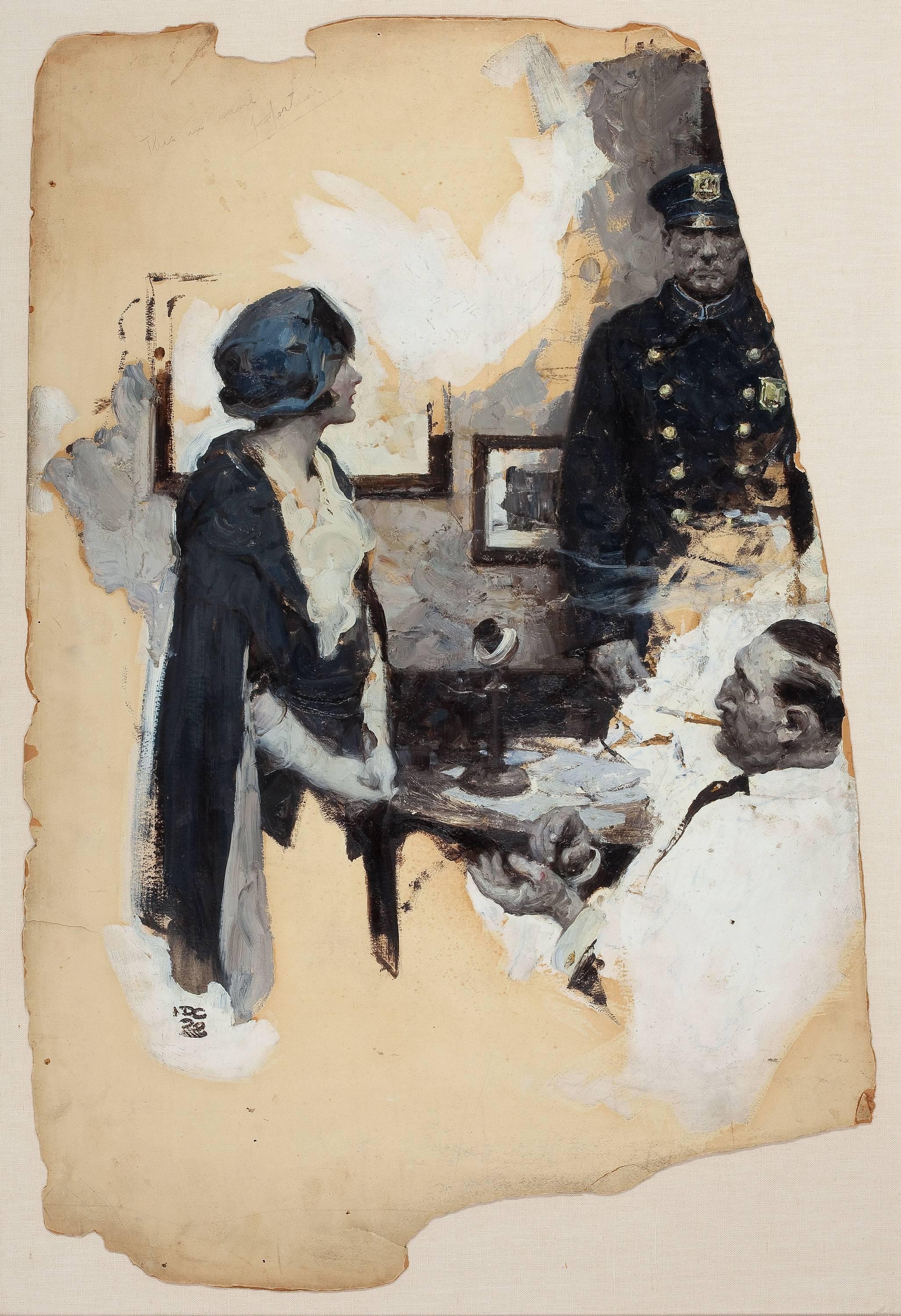 Dean Cornwell Figurative Painting - At the Precinct, Story Illustration