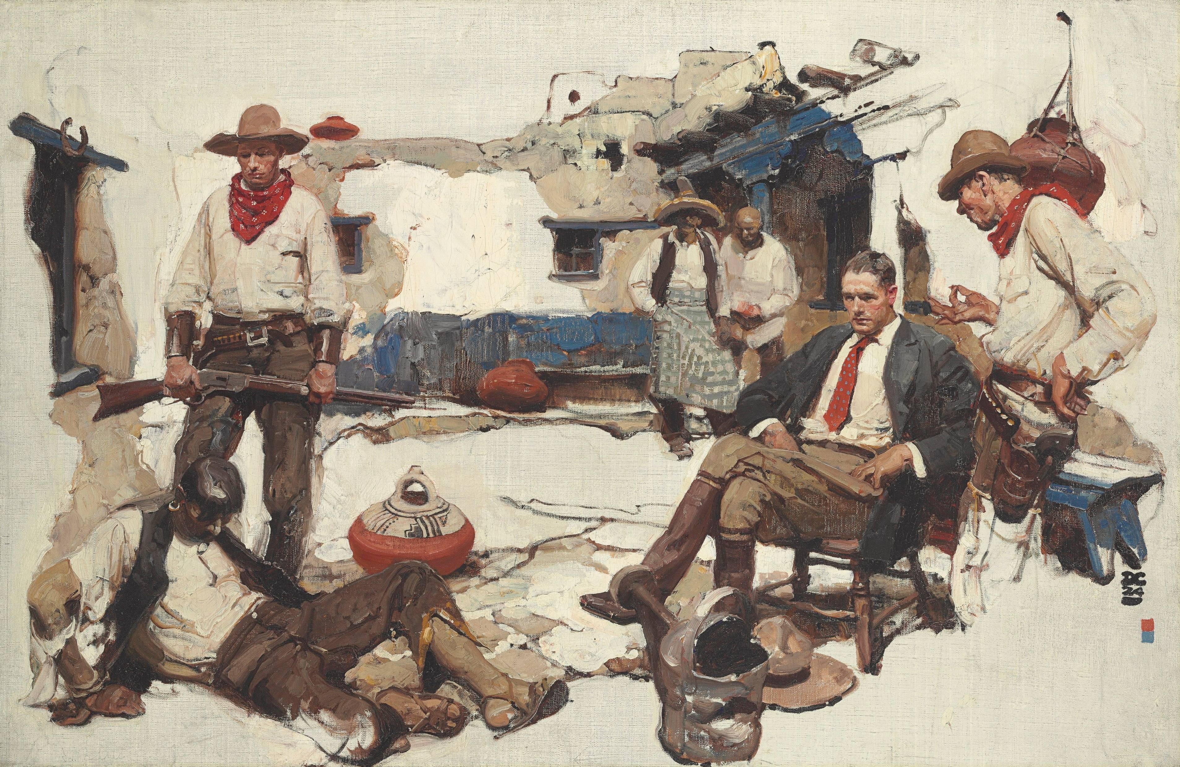 Dean Cornwell Figurative Painting - "Who Hired You?"