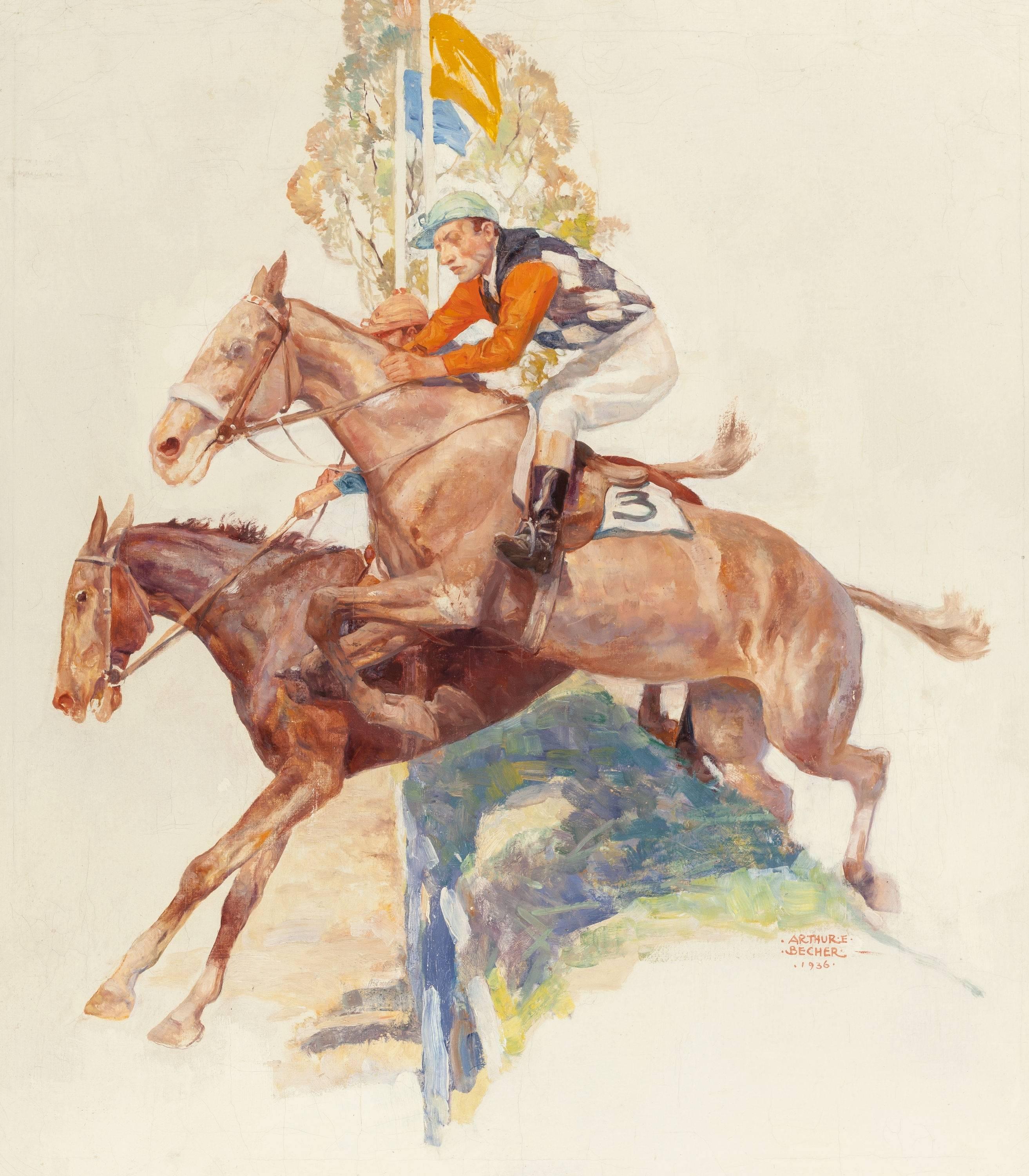 Arthur E. Becher Figurative Painting - Steeple Chase