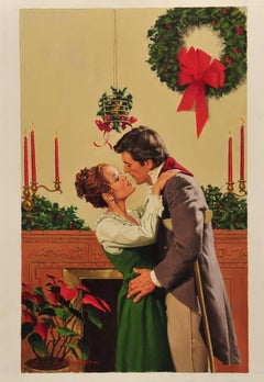 "The Christmas Gift" Original Holiday Romance Book Cover Illustration