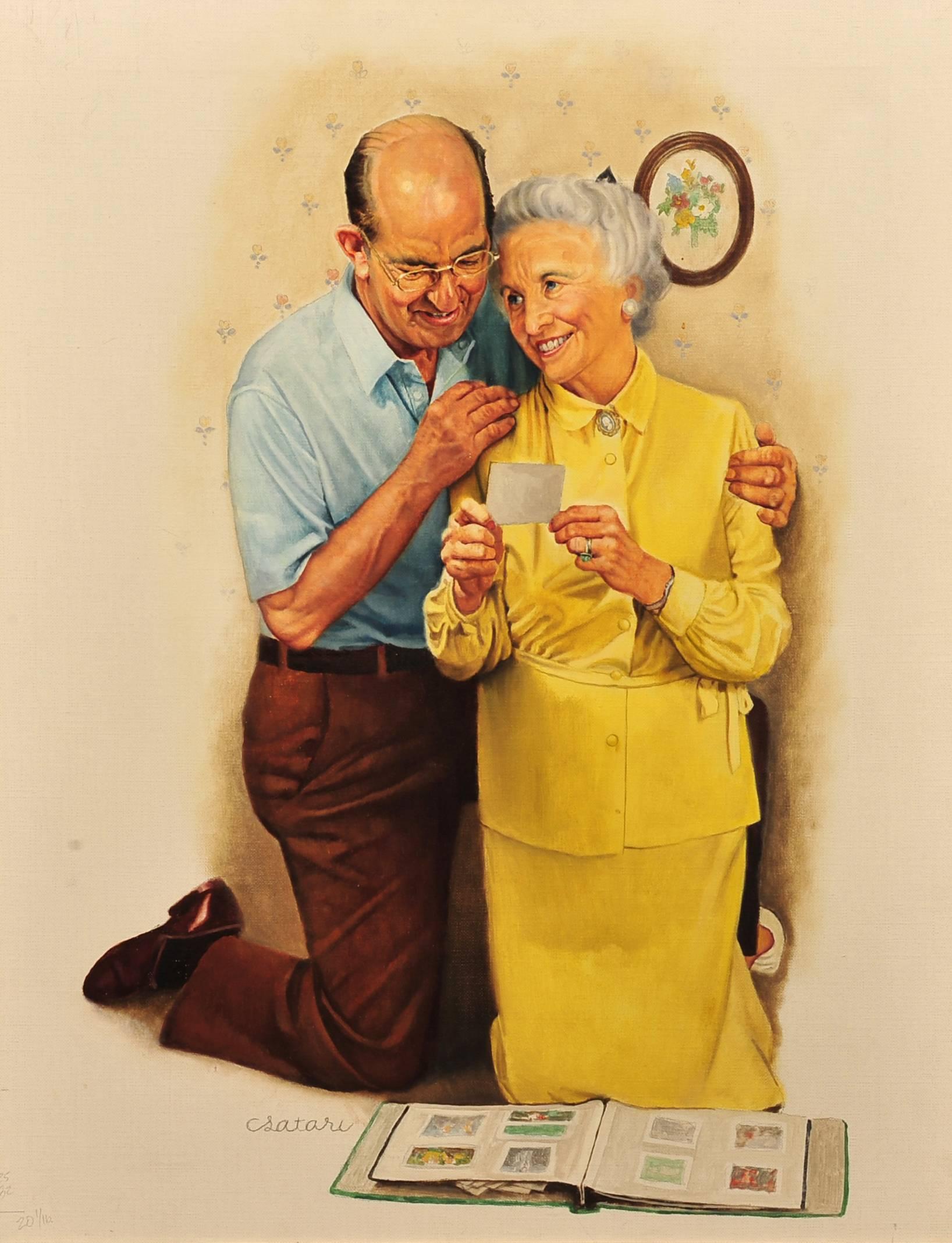 Joseph Csatari Figurative Painting - The Old Couple
