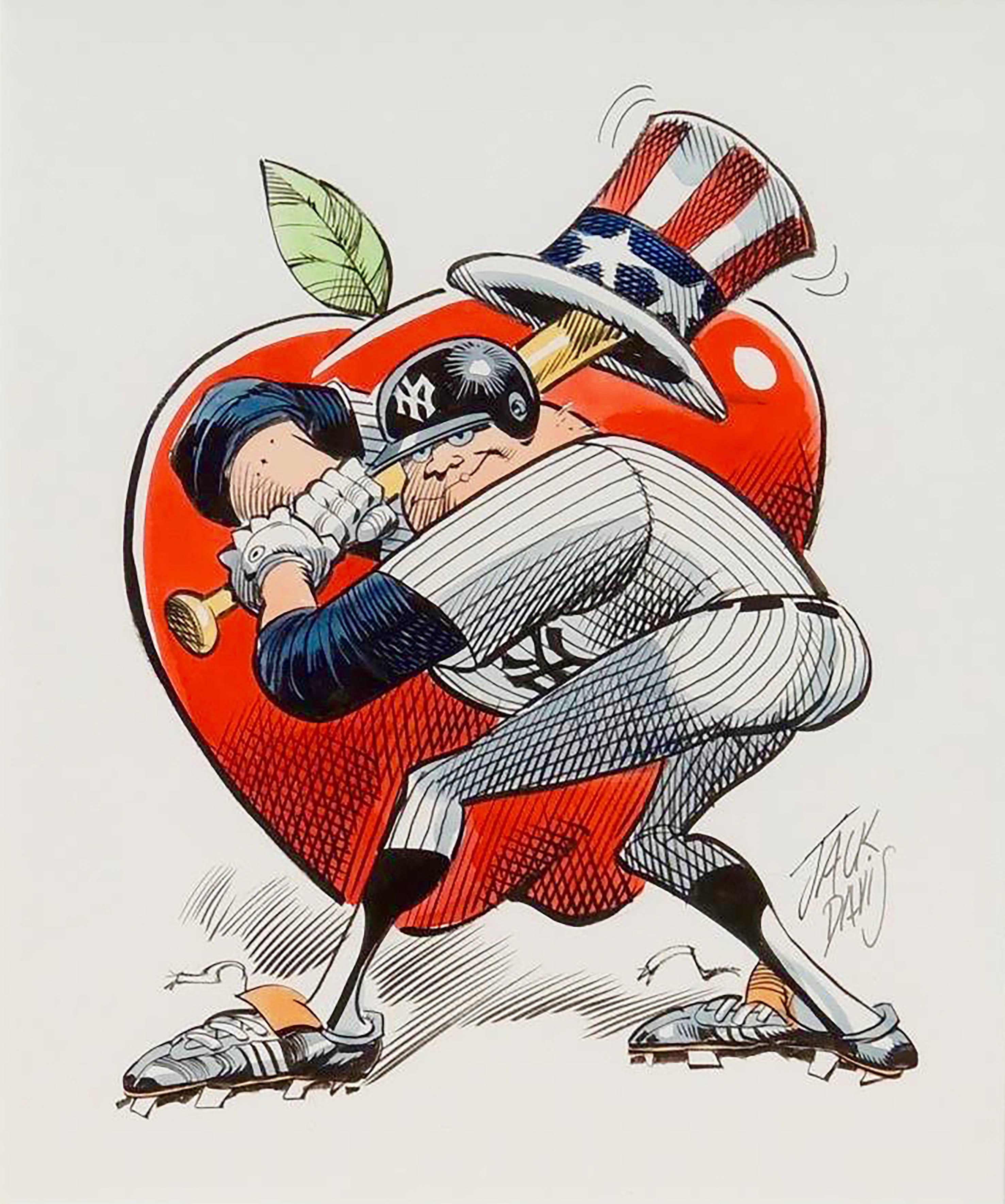 Jack Davis Figurative Art - New York Yankees Baseball Illustration; Original Art