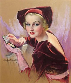 Vintage Carole Lombard Holding Compace, Cosmopolitan Magazine Cover