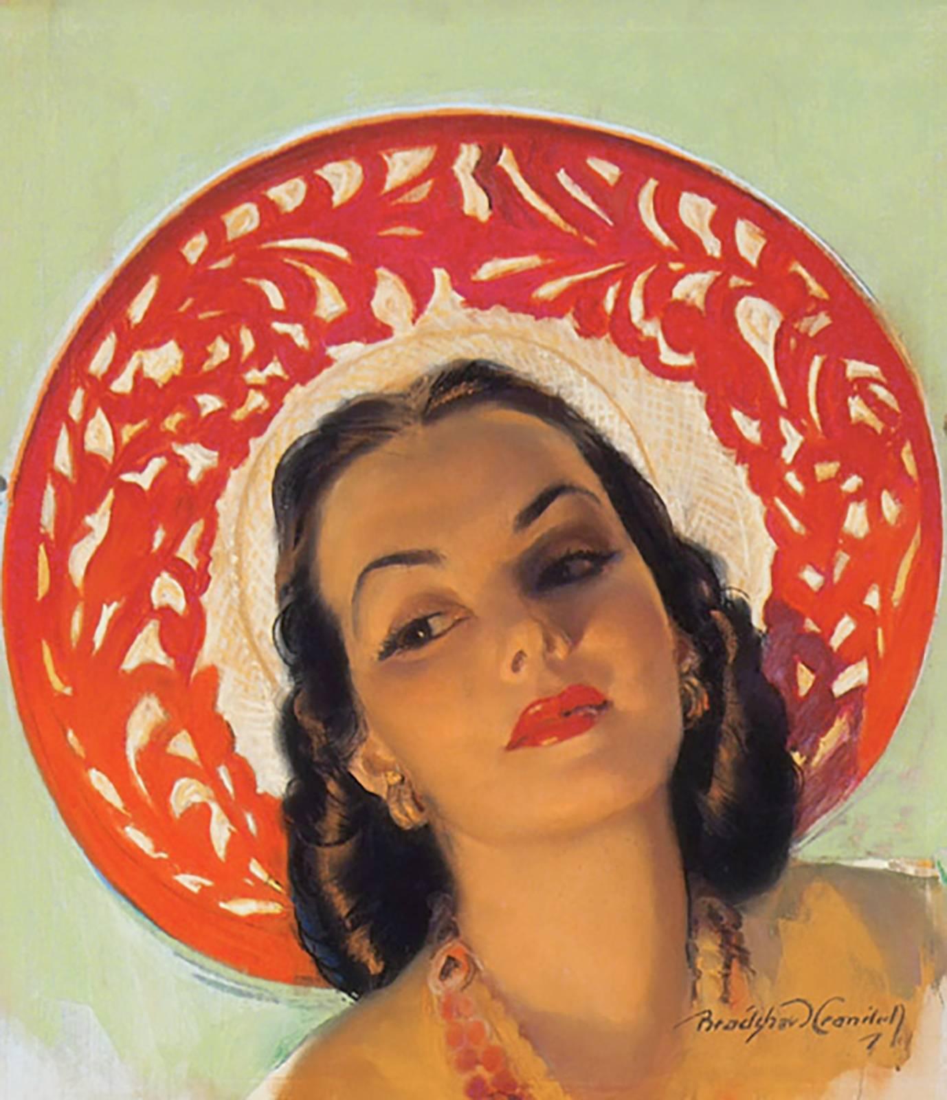 Bradshaw Crandell Portrait - Beautiful Woman in Large Hat, Cosmopolitan Cover
