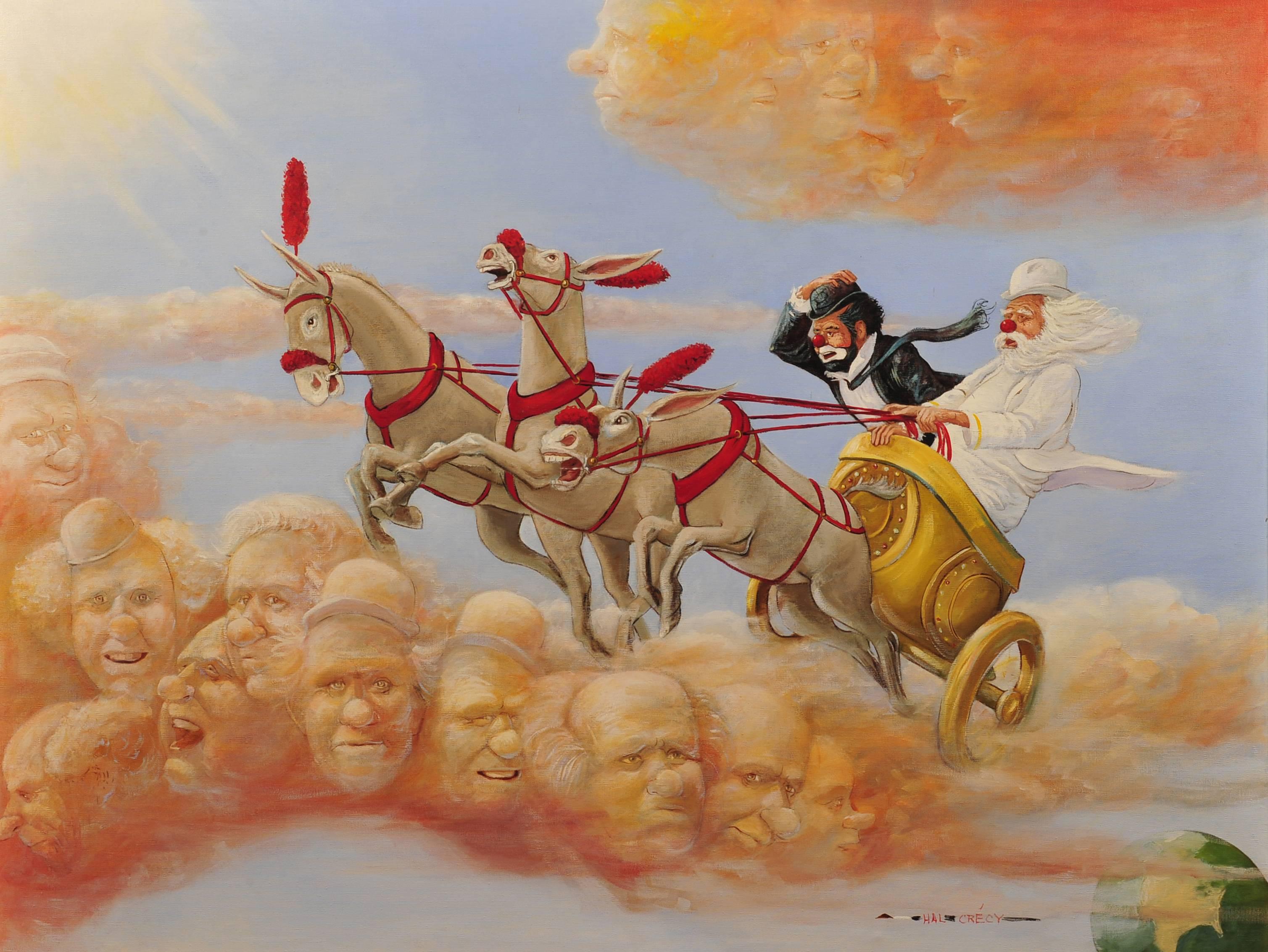 Hal Crecy Figurative Painting - Heavenly Transportation