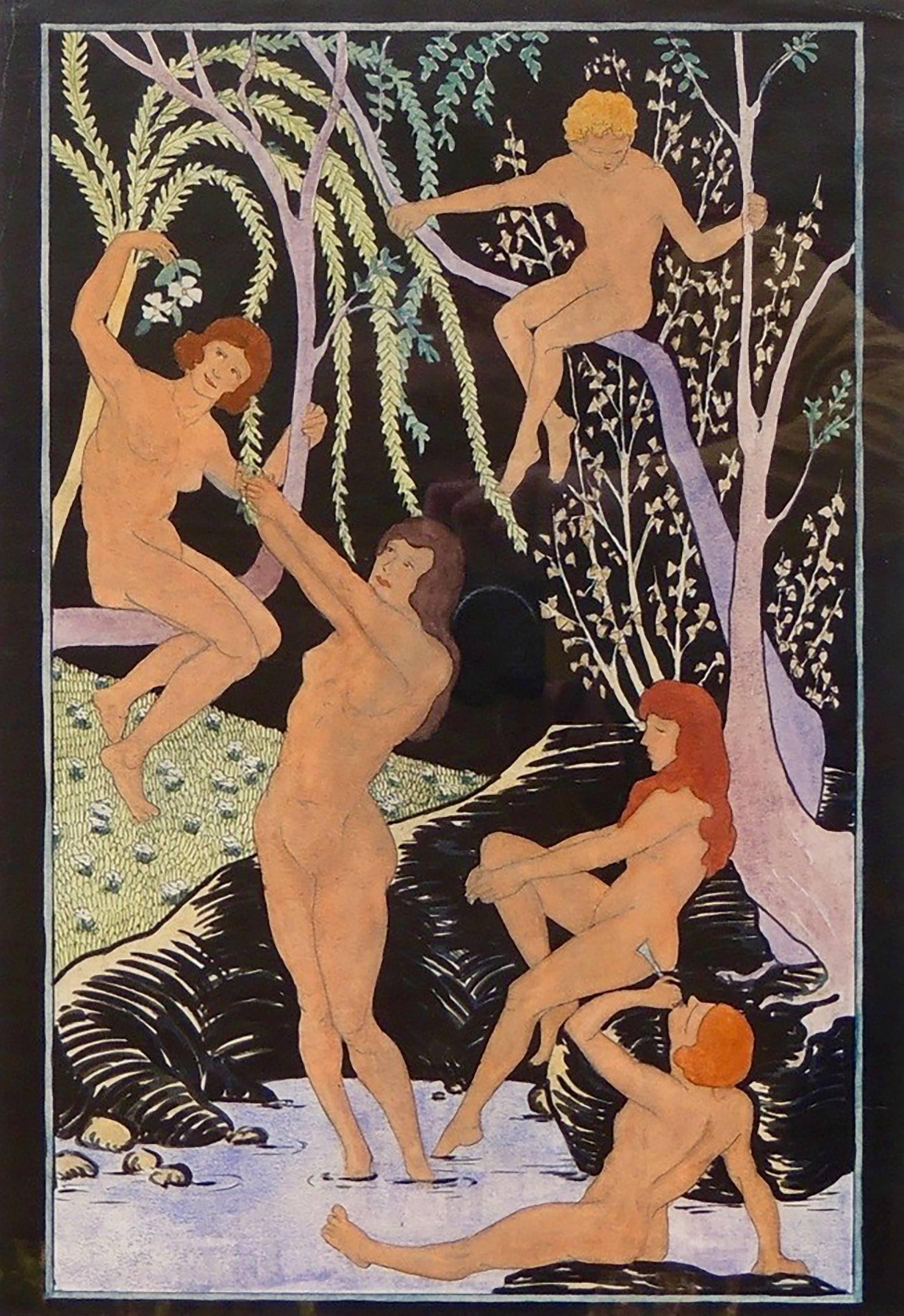 Nature Scene with Nudes - Art by Susan Flint