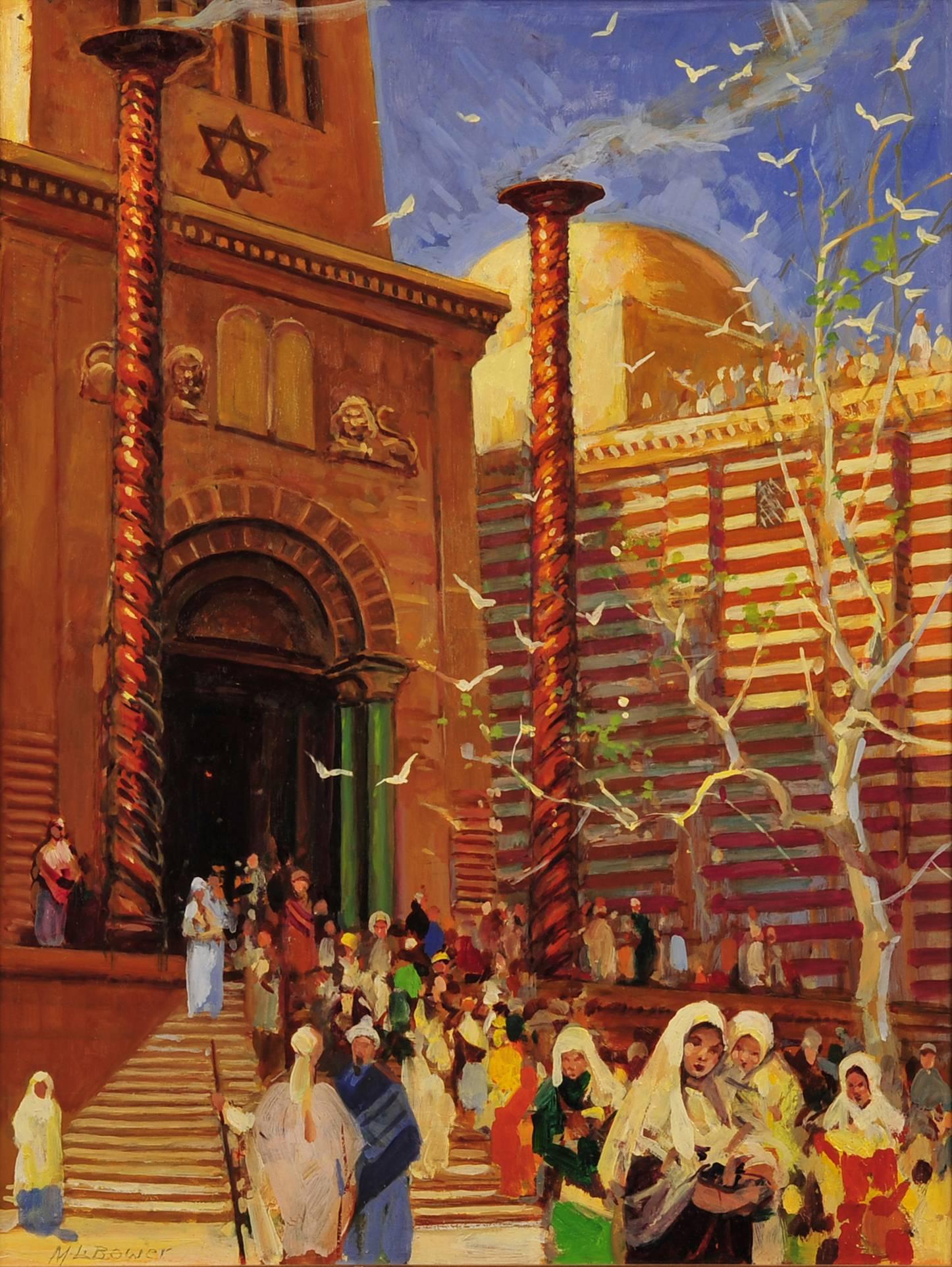 Maurice L. Bower Figurative Painting - The Holy Temple, Biblical Illustration