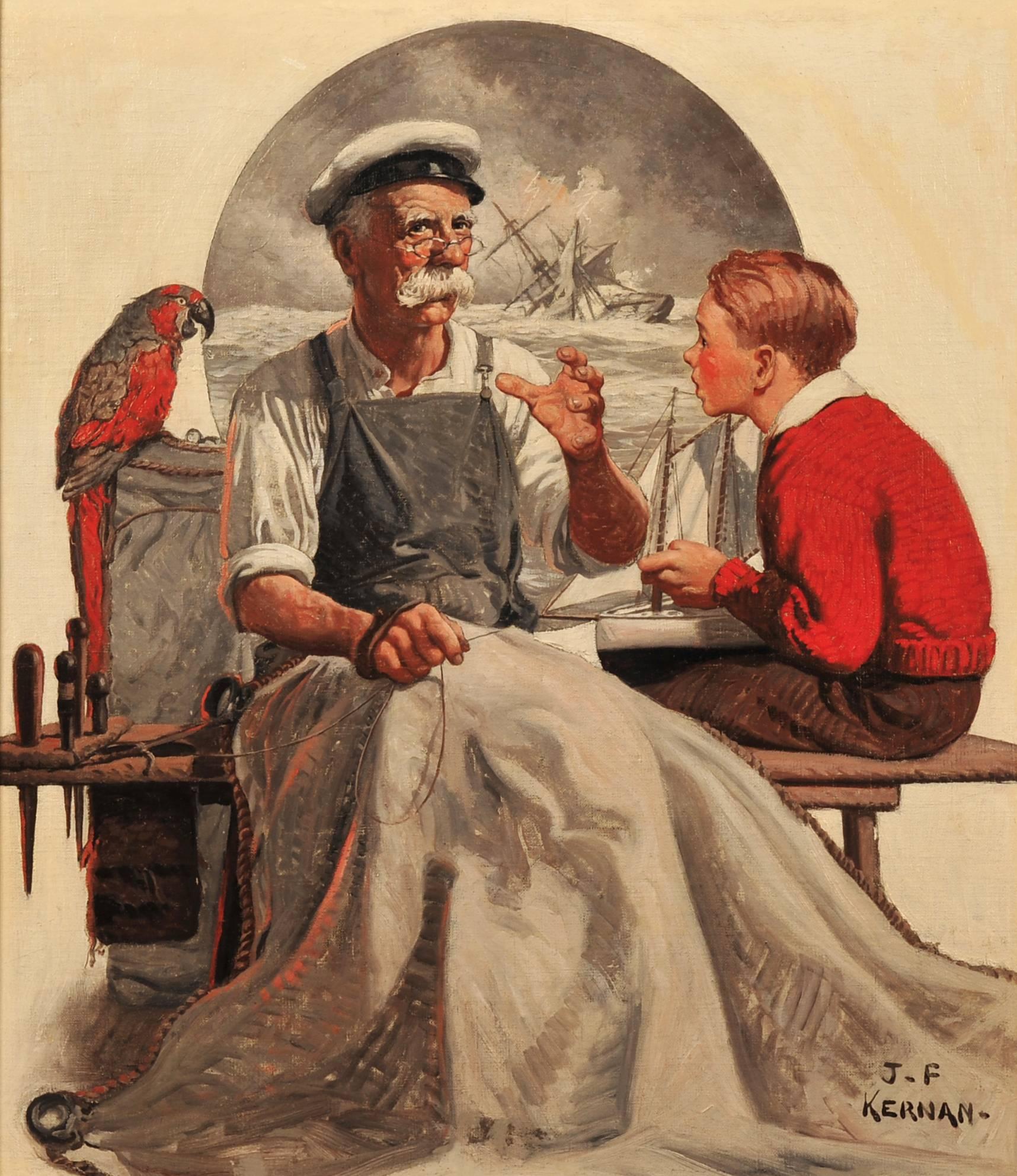 Joseph Francis Kernan Figurative Painting - Story of Shipwreck, Rotarian Magazine Cover