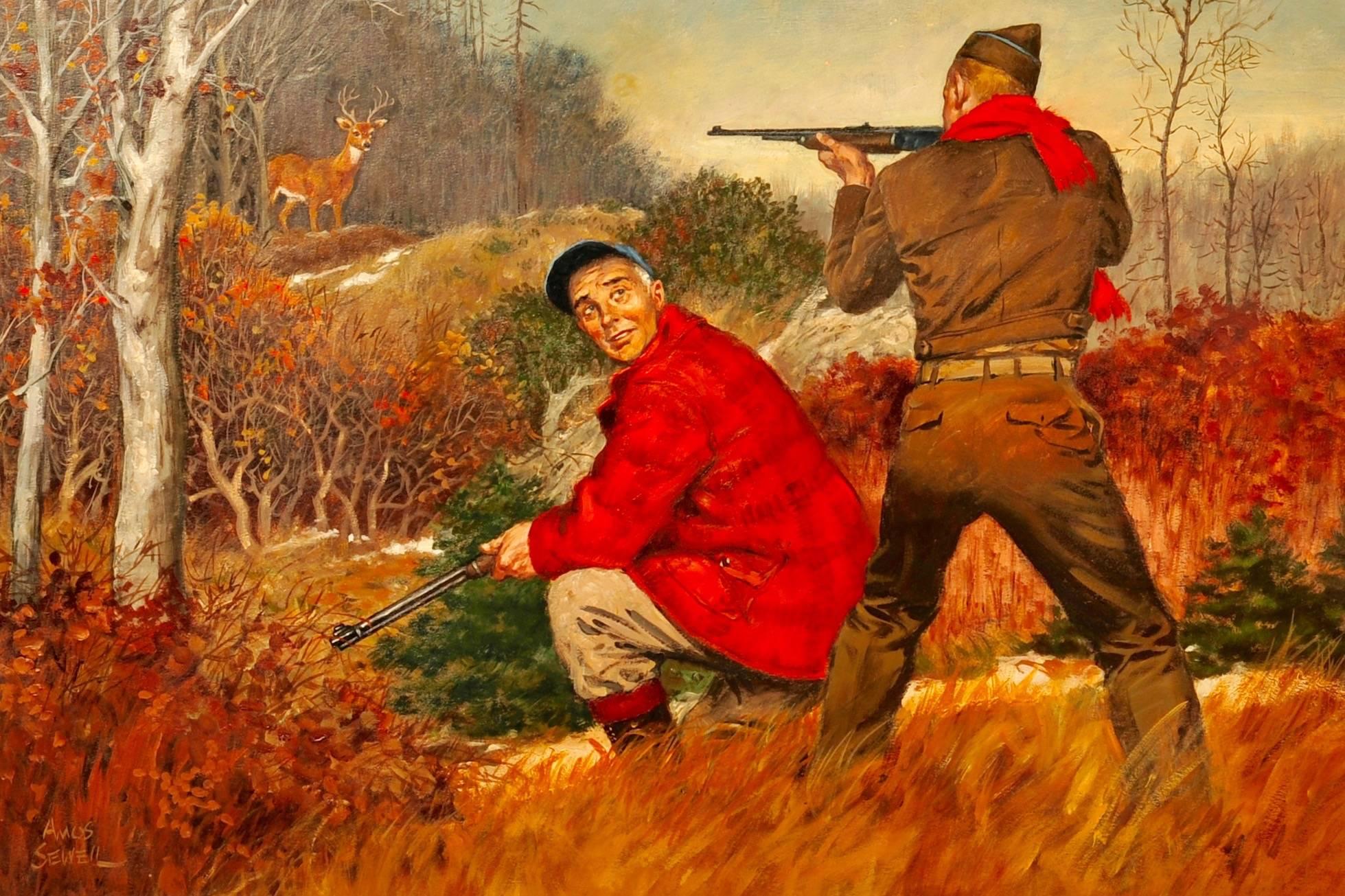 Amos Sewell Figurative Painting - Soldier and Hunter