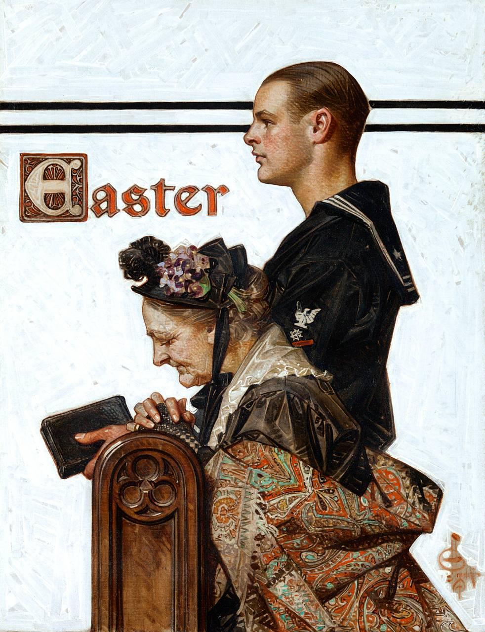 Figurative Painting de Joseph Christian Leyendecker - Pascua, portada de la revista Saturday Evening Post
