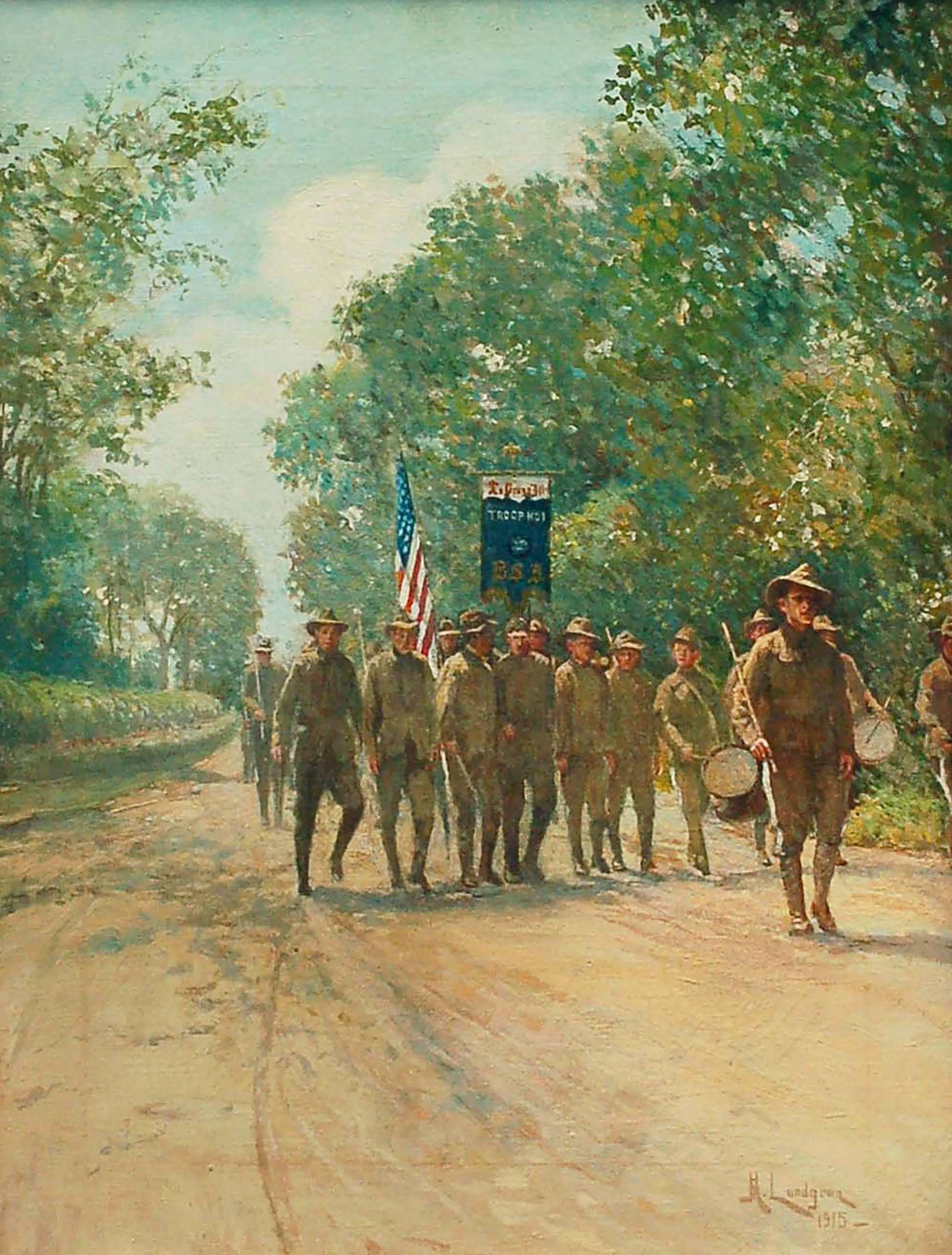 Martin Lundgren Figurative Painting - Boy Scouts of America, Troop 1, La Grange IL