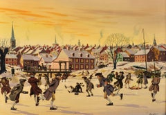 "Skating on the Delaware River" Philadelphia, 1784