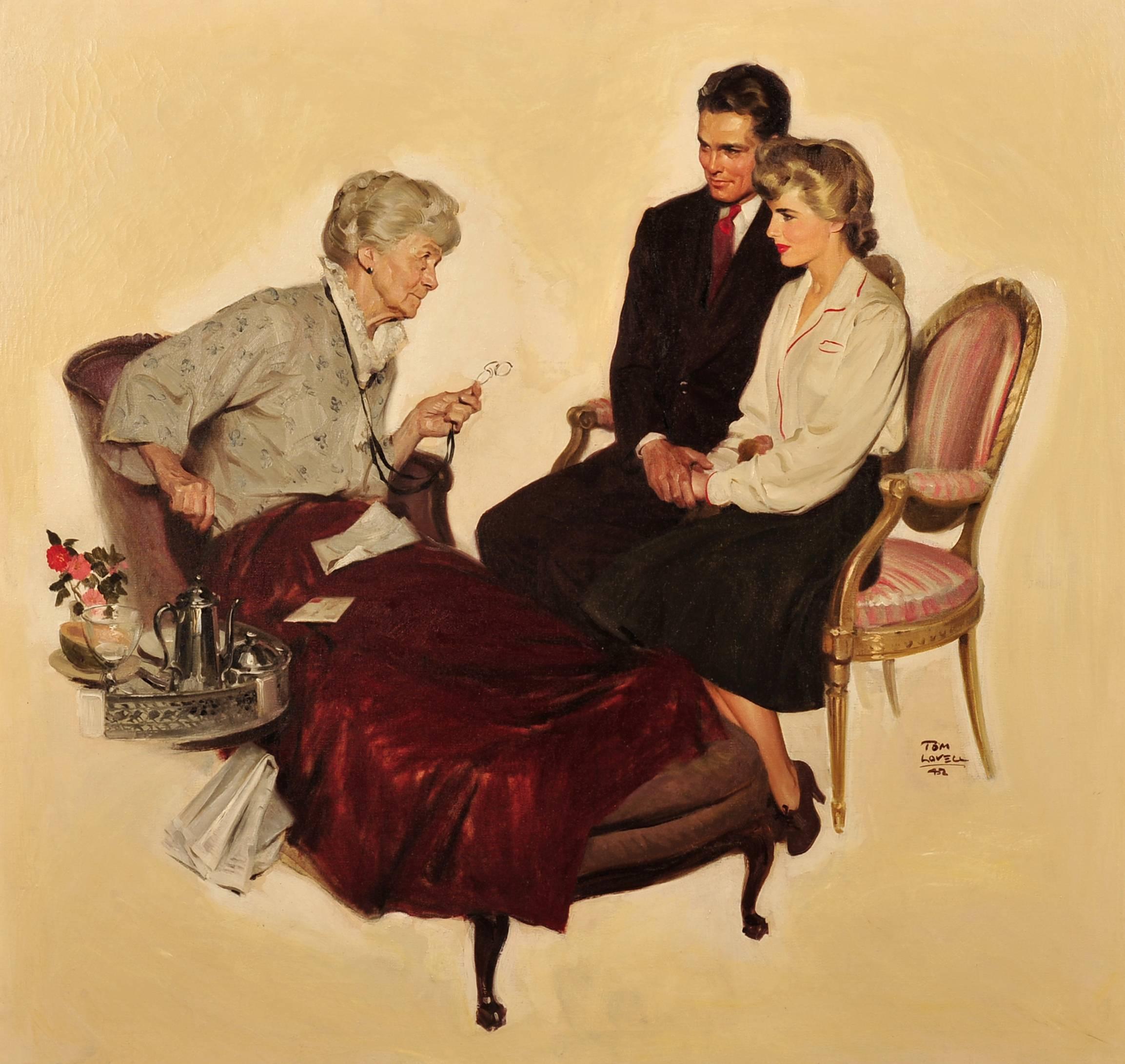 Tom Lovell Figurative Painting – „Sie dürfen niemanden erzählen“