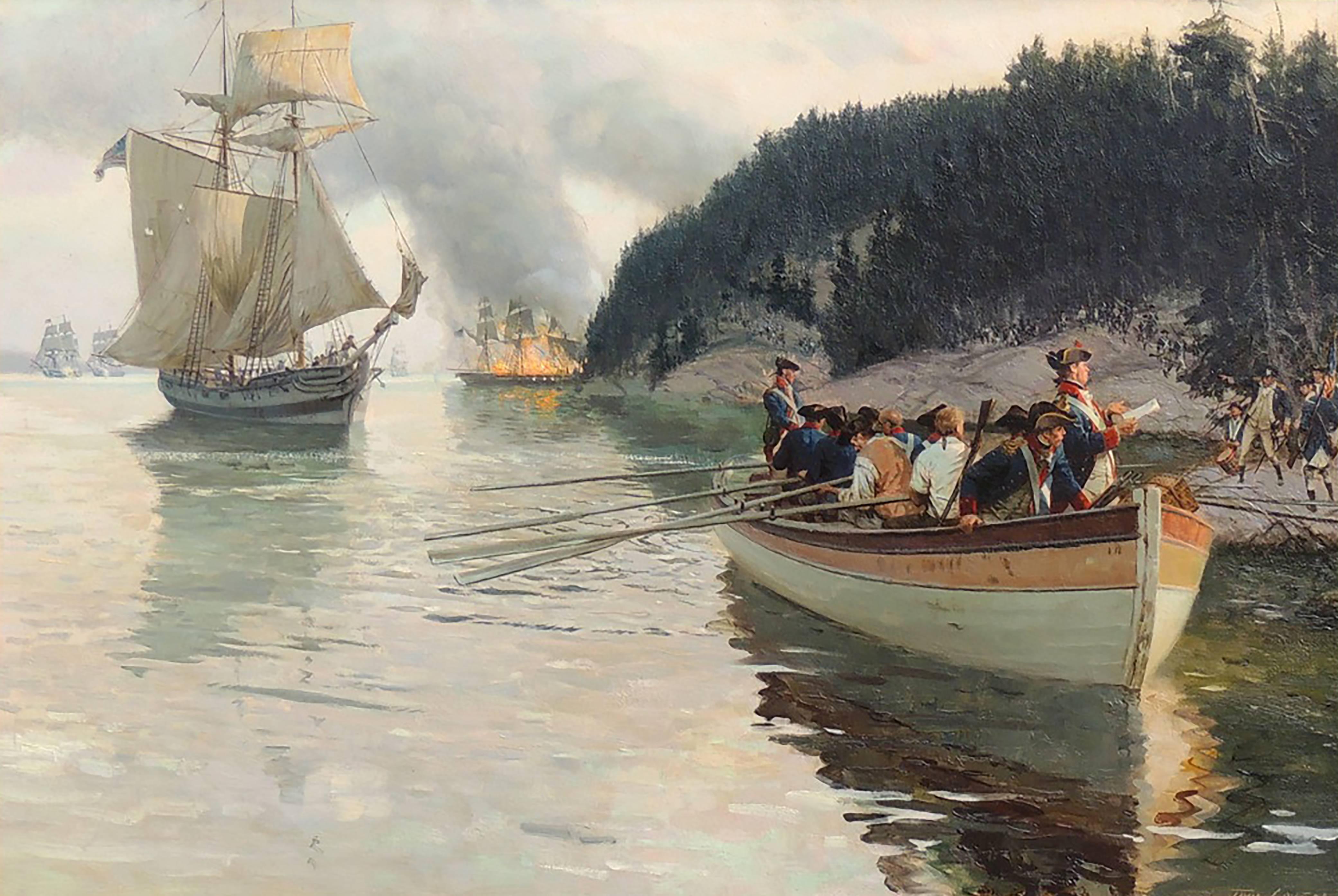 Tom Lovell Landscape Painting - Penobscot Bay Expedition