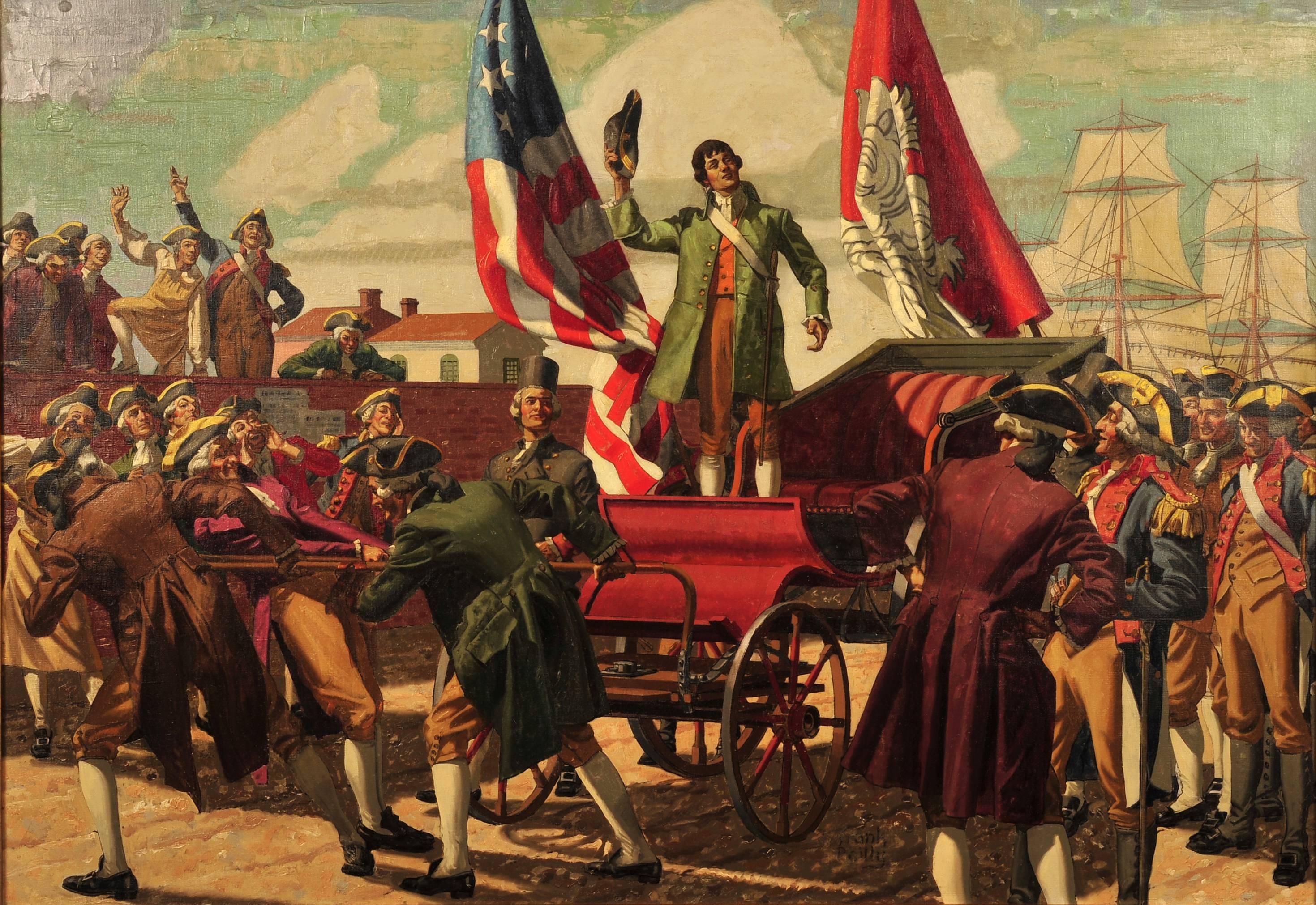 Figurative Painting de Frank J. Reilly - "Regreso del General Kosciuszko" - Anuncio de Whisky Philadelphia Blended