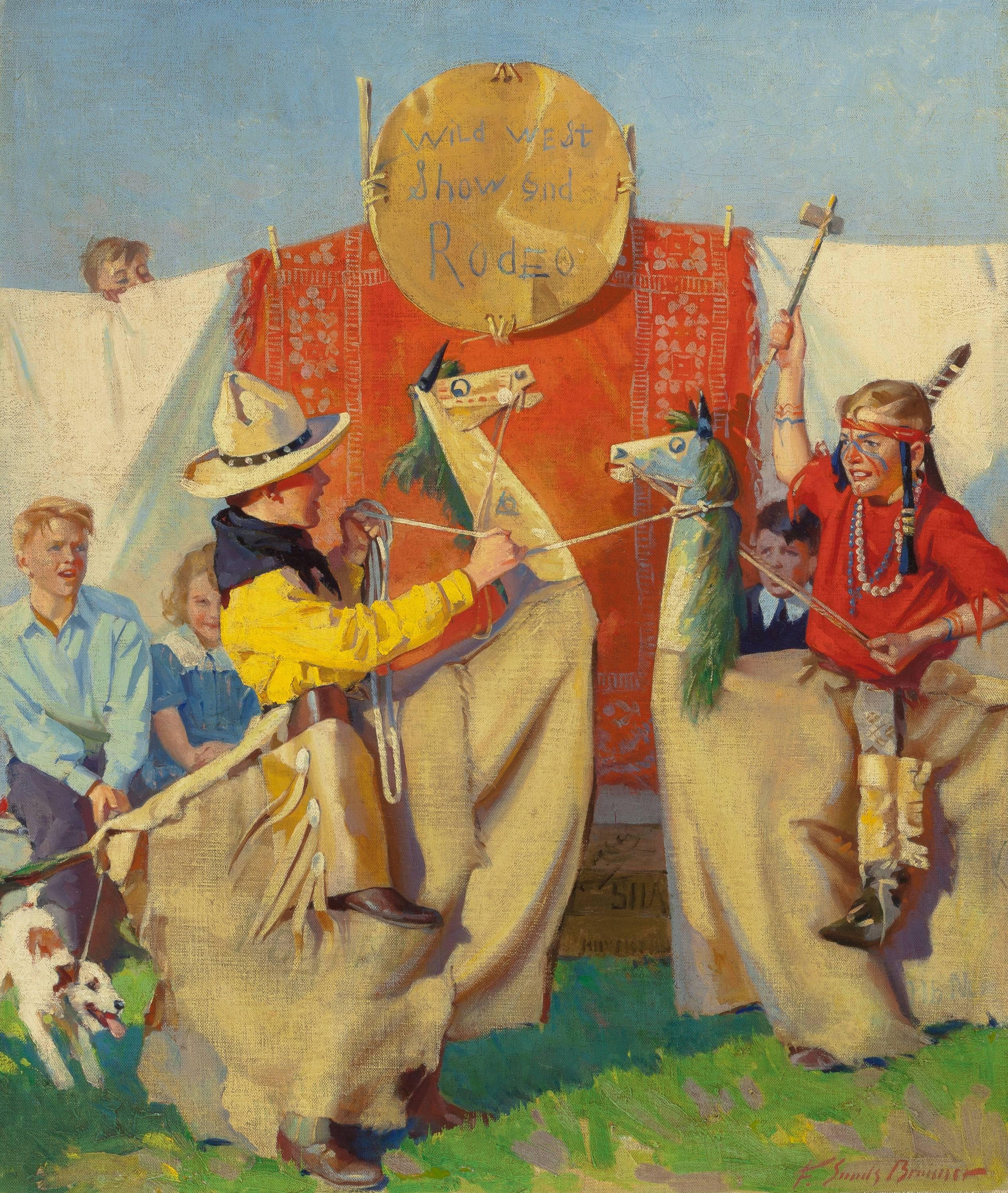 Figurative Painting di Frederick Sands Brunner - Wild West Show & Rodeo